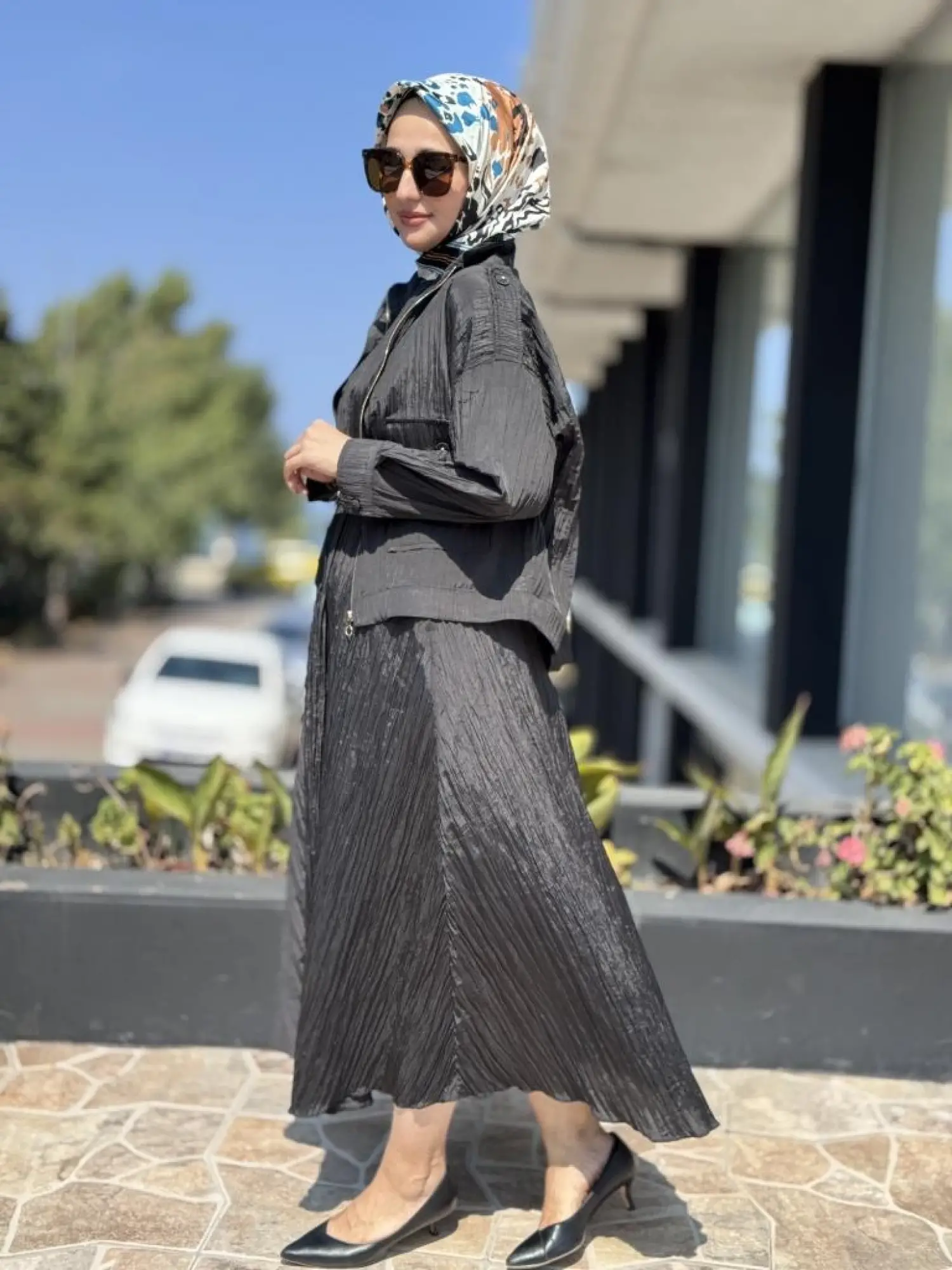 Ghisa Kraşlı Kolsuz Elbise Ceket Takım 3196