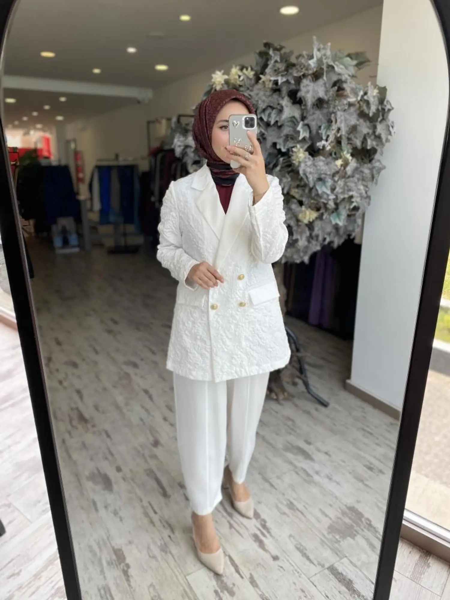 Ghisa Kruvaze Brokar Ceket Saten Pantolon Takım 3110