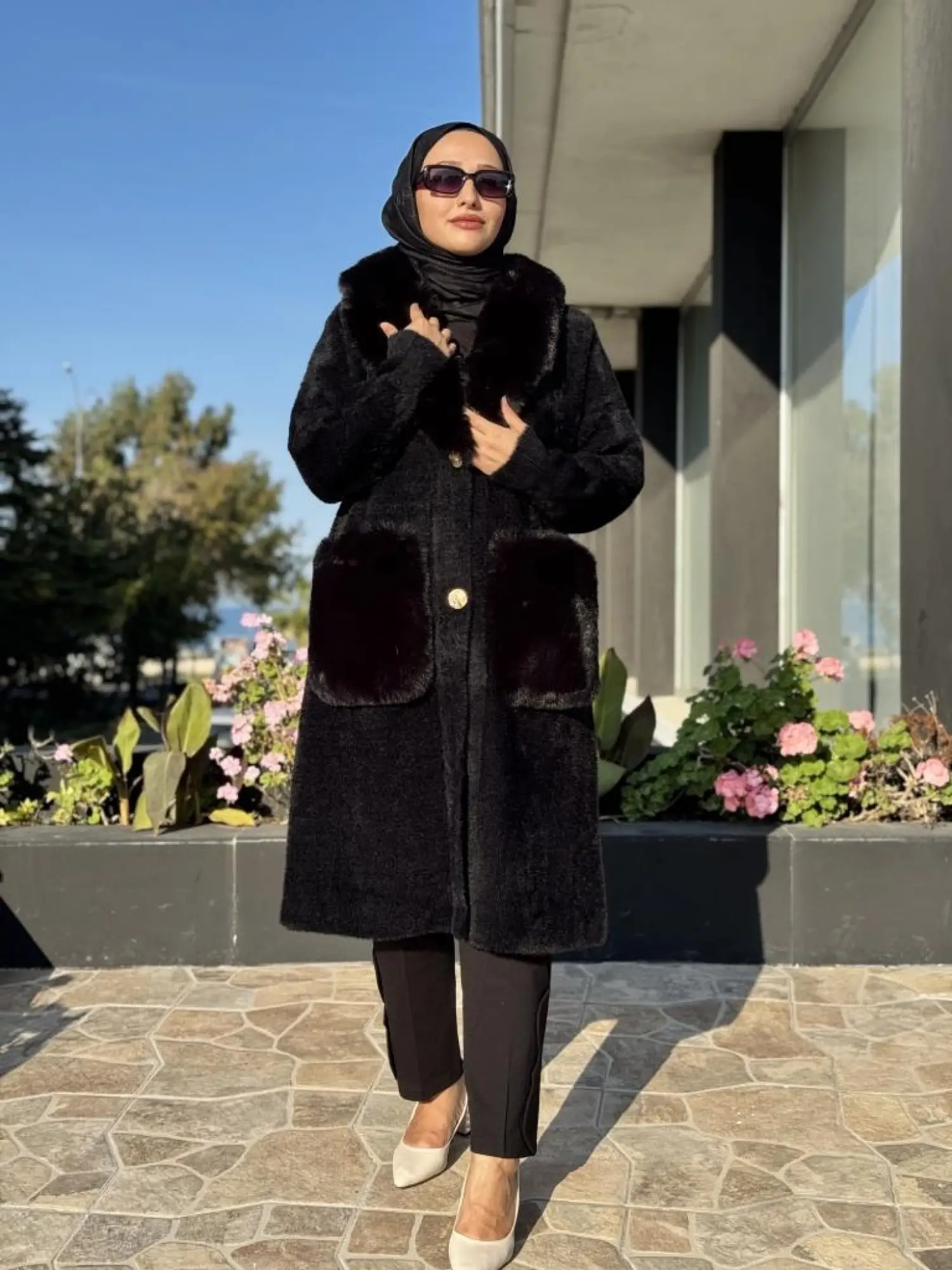 Ghisa Kürk Detaylı Düğmeli Angora Kaban 24111