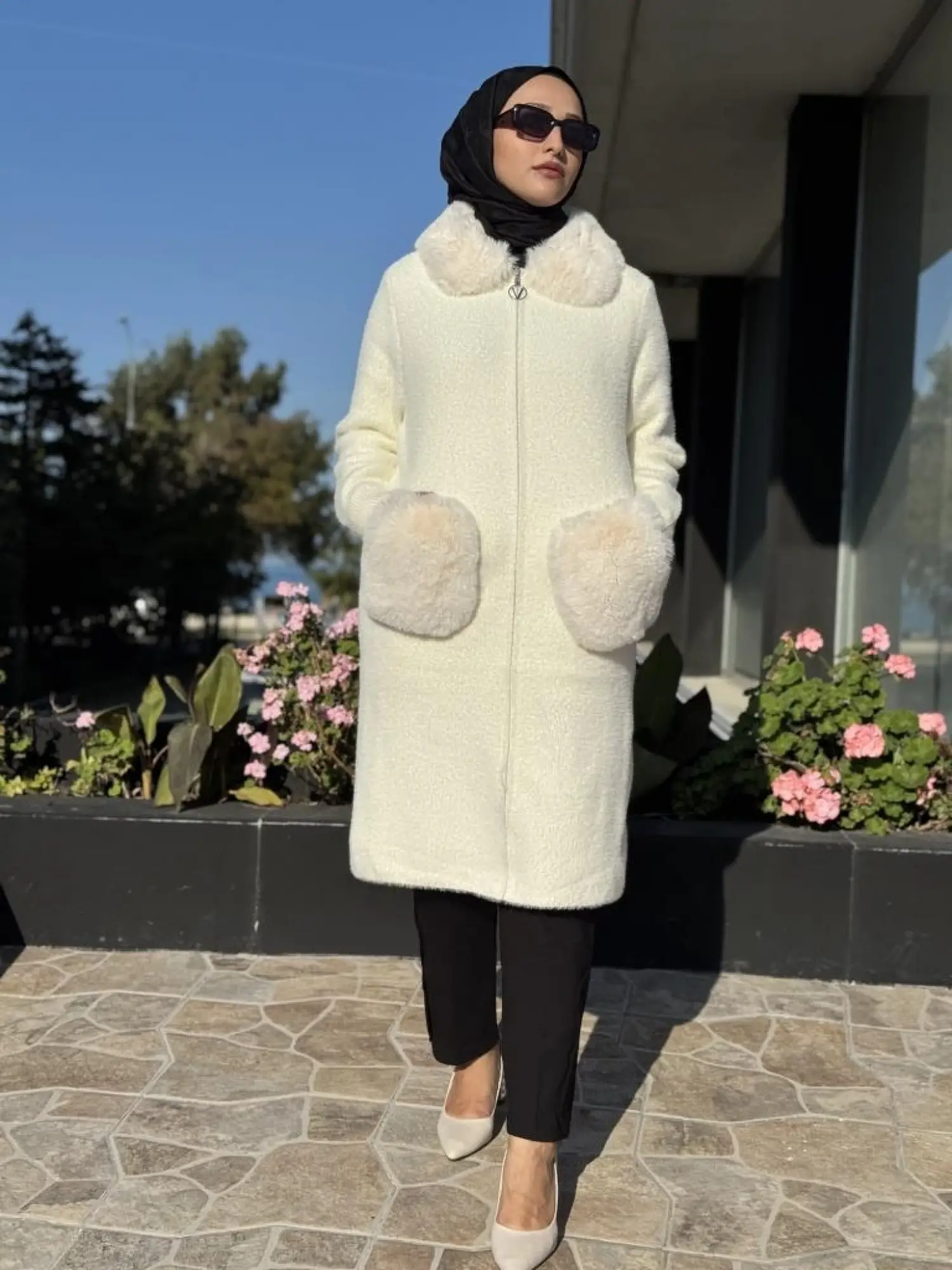 Ghisa Kürk Detaylı Fermuarlı Angora Kaban 2436