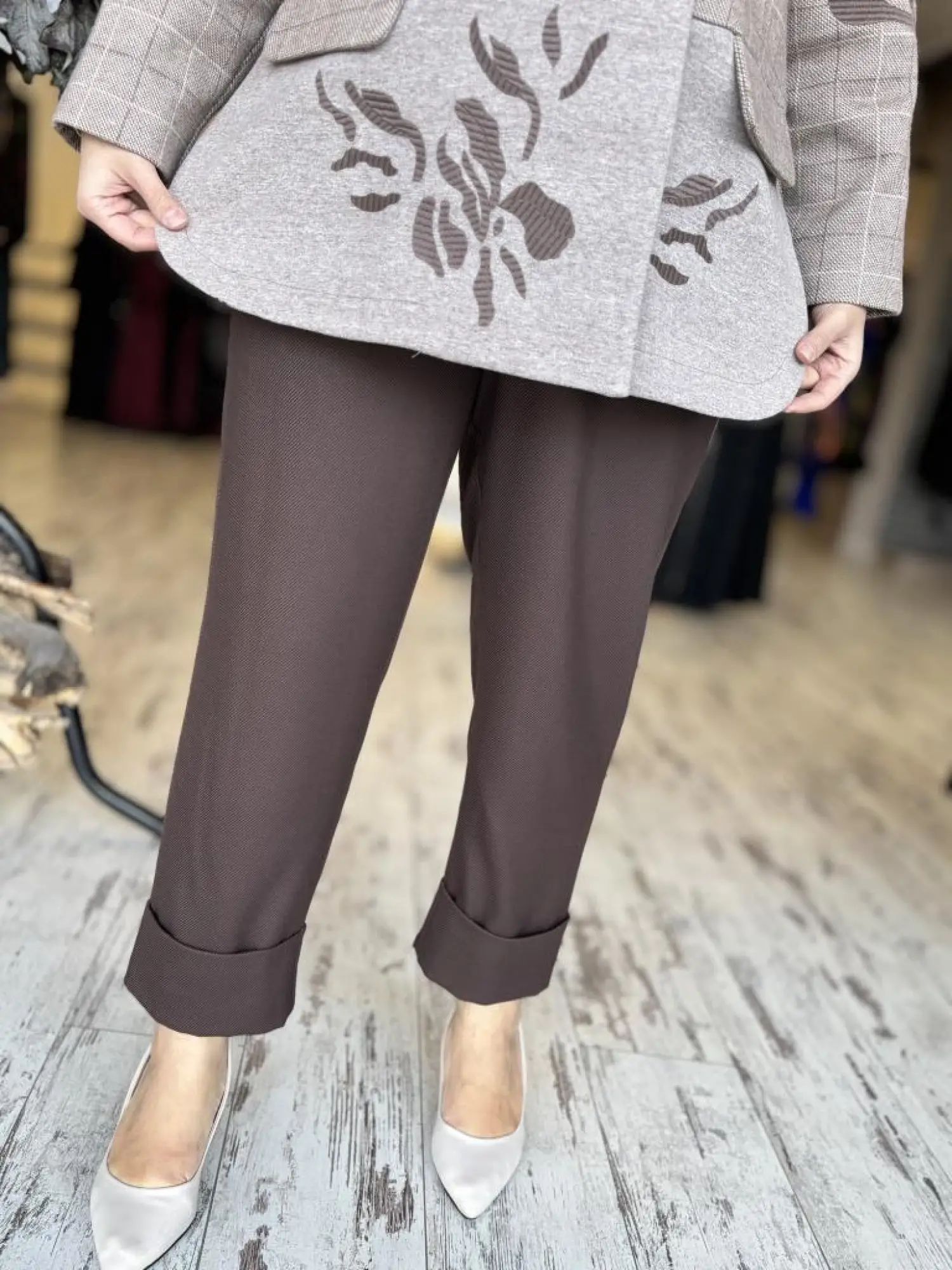 Ghisa Nakış Detaylı Ekose Yün Ceket/Pantolon Takım 3911