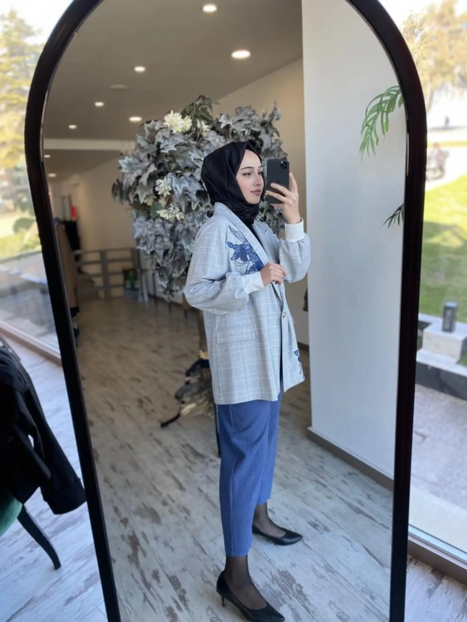 Ghisa Nakış İşlemeli Kareli Ceket Pantolon Takım 3940