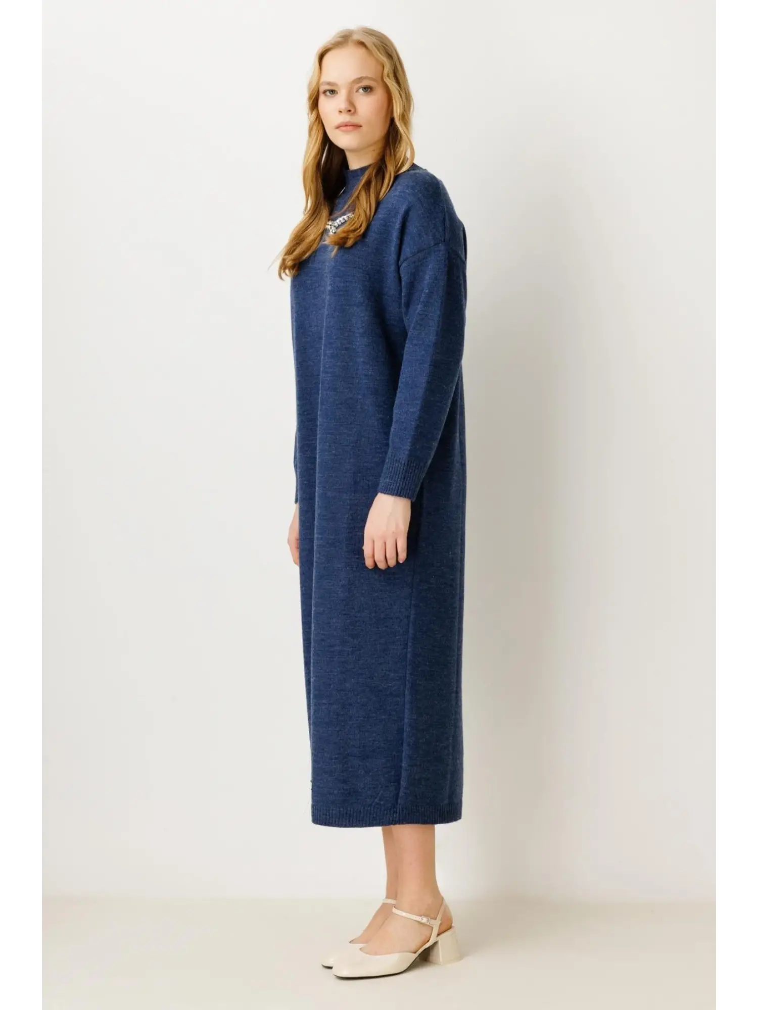 Ghisa Omuzu Taşlı Triko Elbise G4429