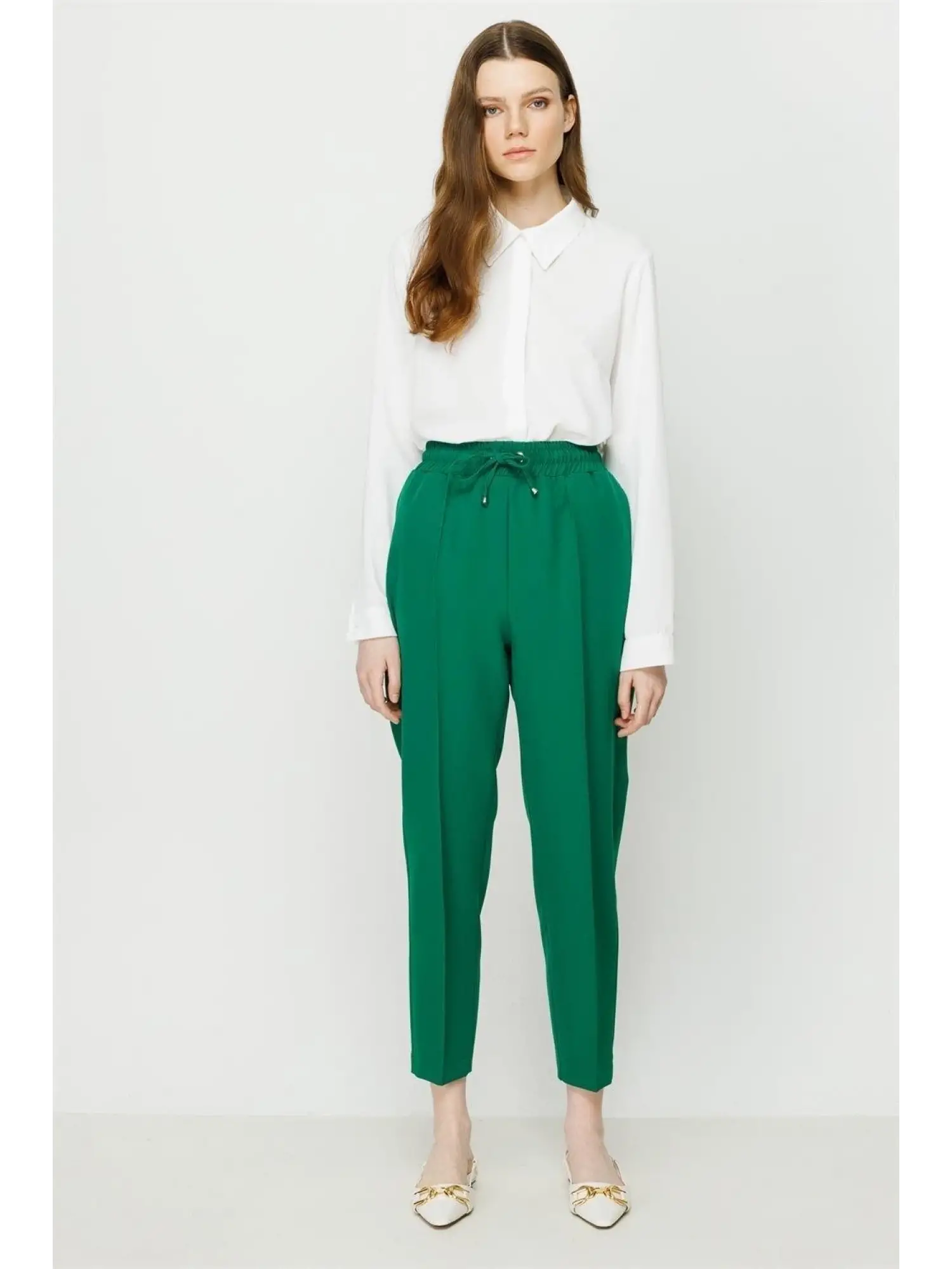 Ghisa Önü Dikişli Beli Lastikli Kalem Pantolon 8304