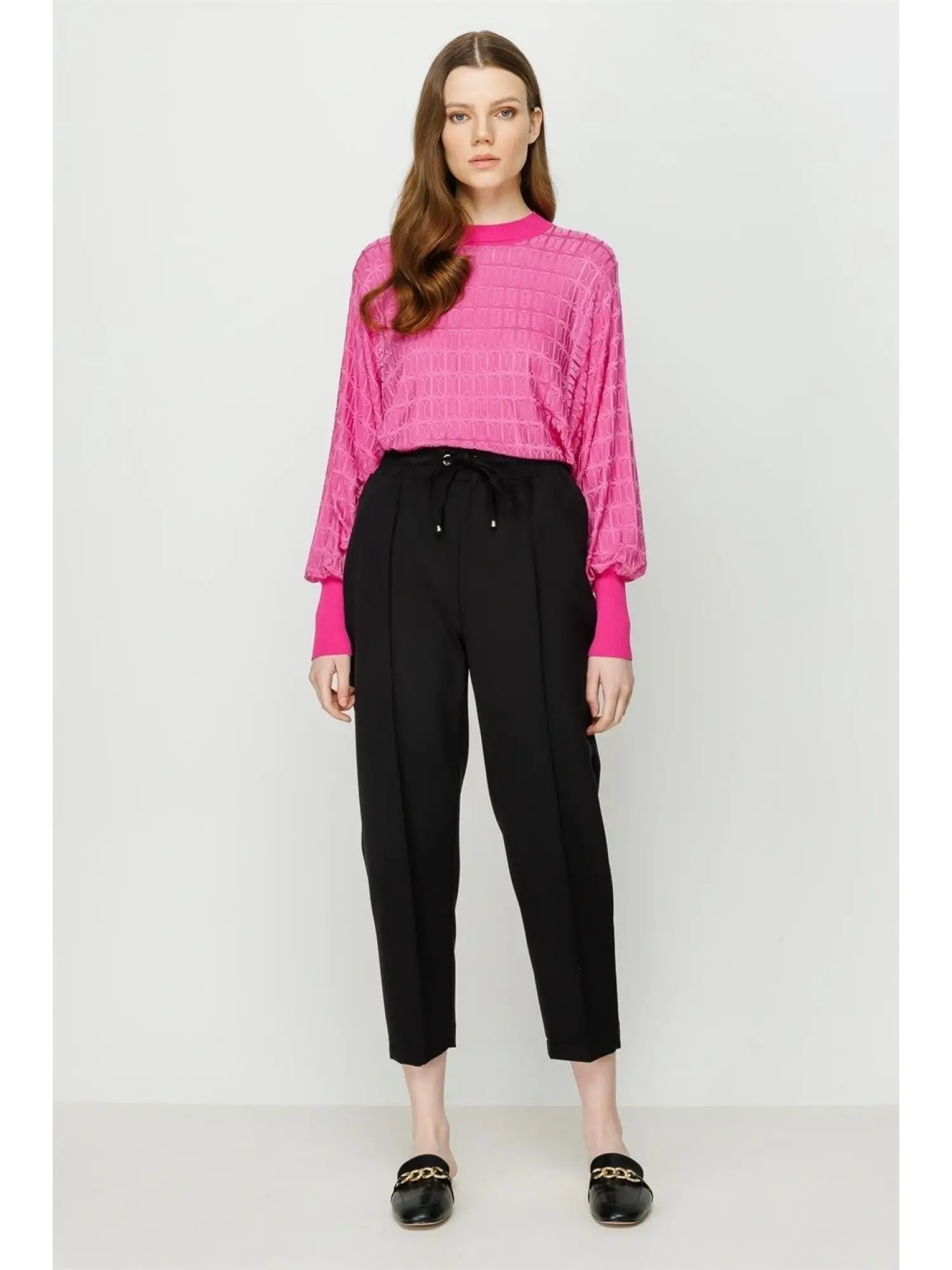 Ghisa Önü Dikişli Beli Lastikli Kalem Pantolon 8304