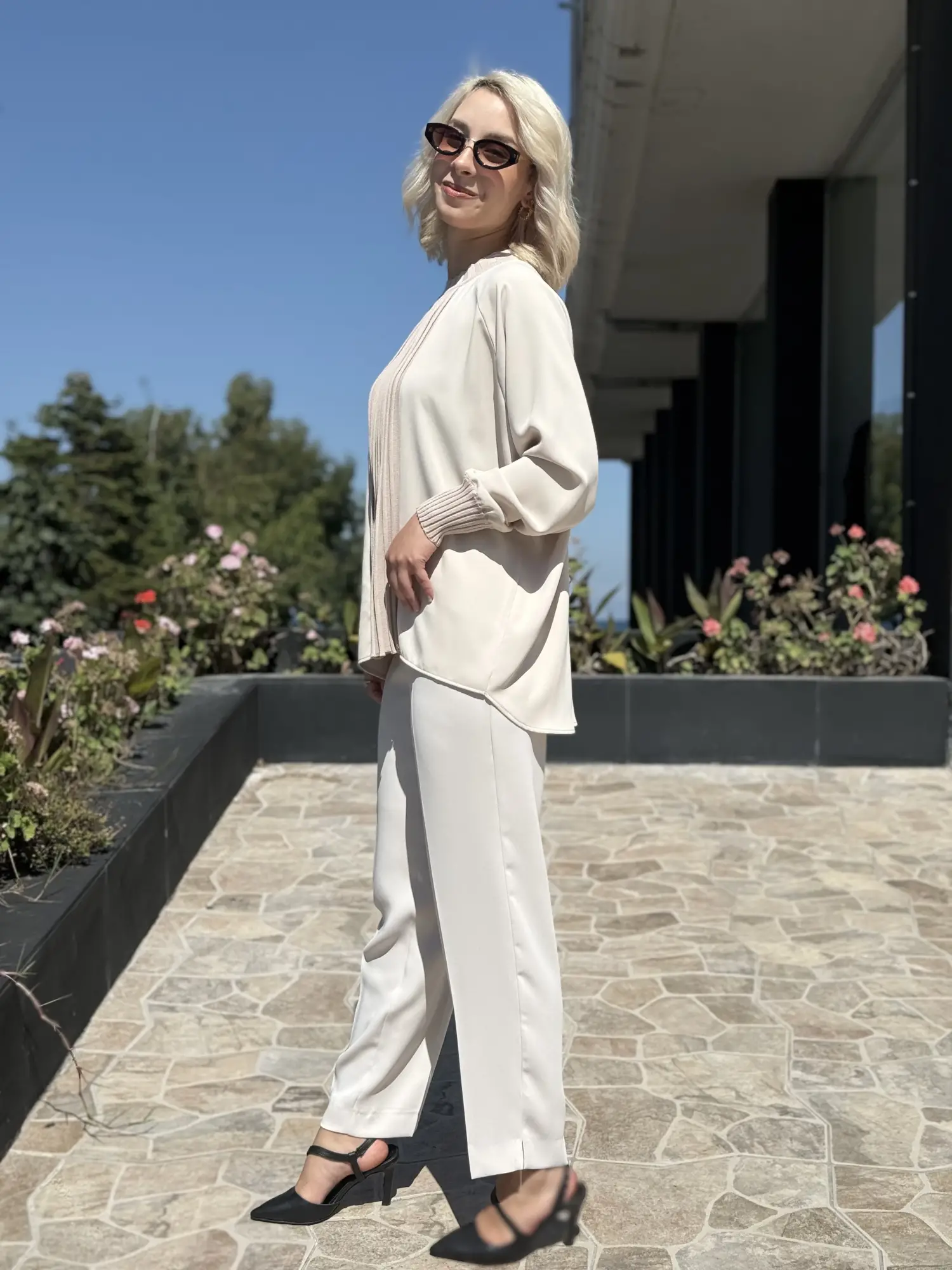 Ghisa Önü Drape Triko Detaylı Ribanalı Krep Tunik G4469K