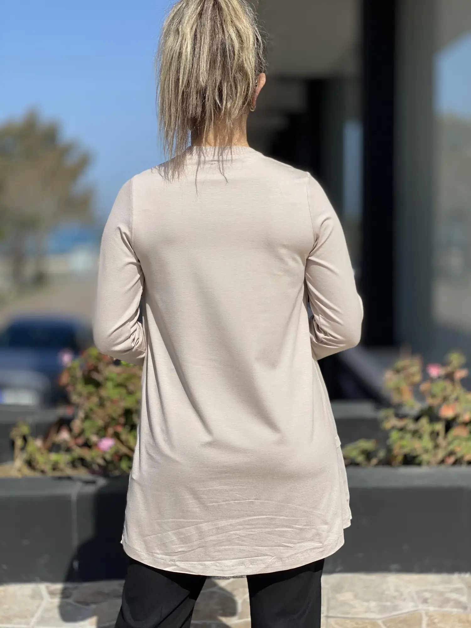 Ghisa Önü Şifon Uzun Kol Ribanalı Penye İçlik/Tunik G4761