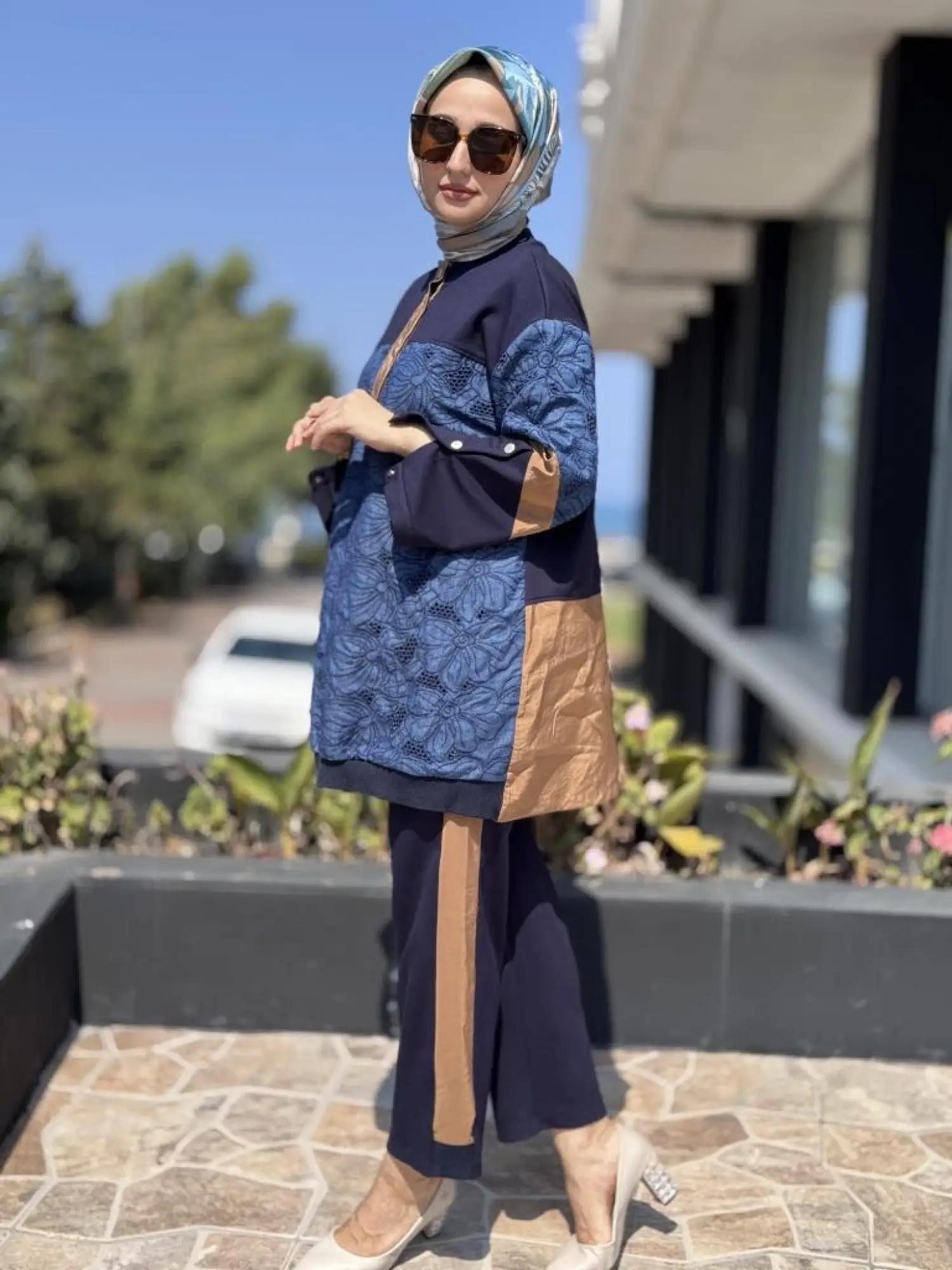 Ghisa Parça Kumaş Detaylı Tunik Pantolon Takım 4025