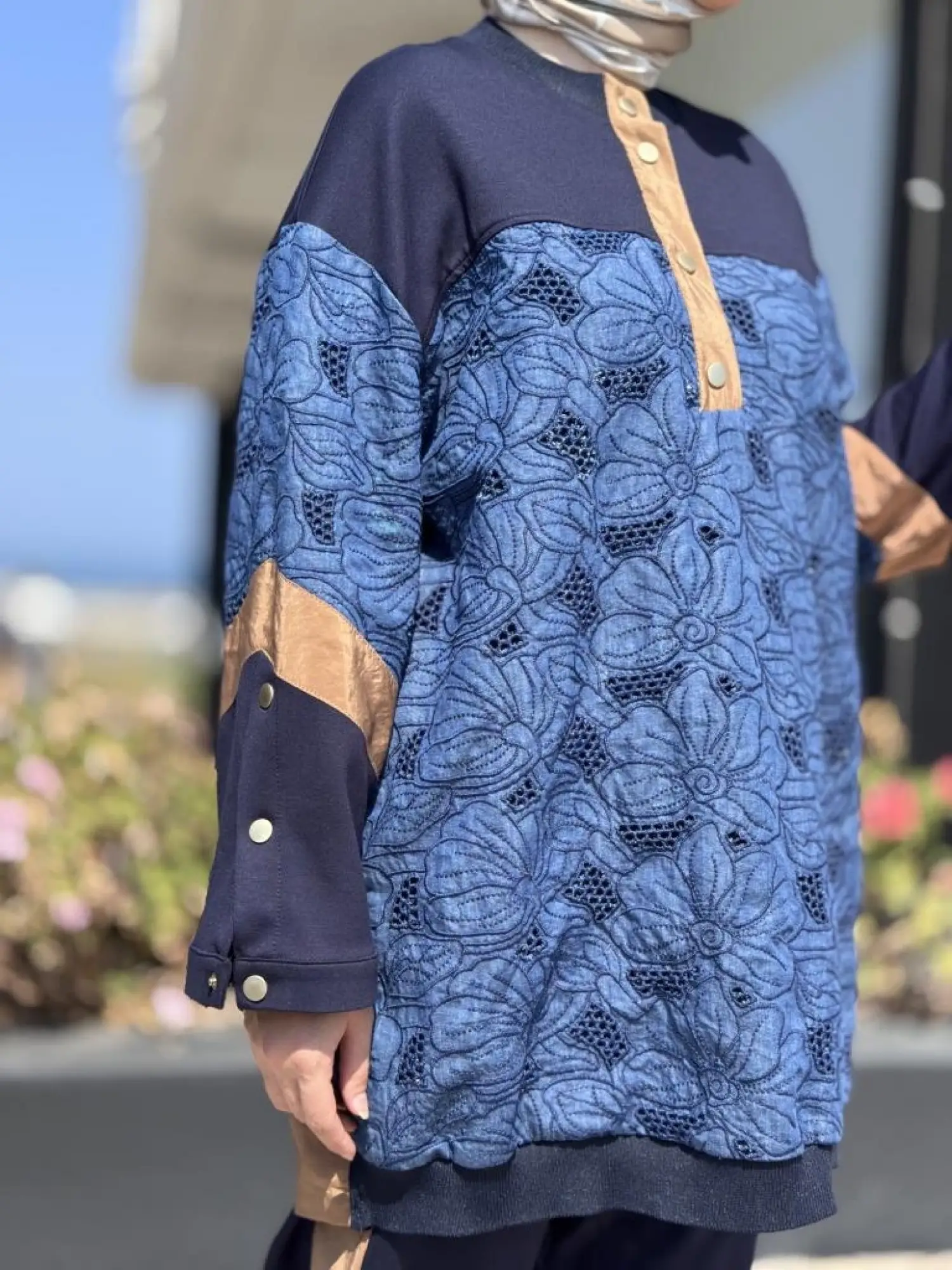 Ghisa Parça Kumaş Detaylı Tunik Pantolon Takım 4025