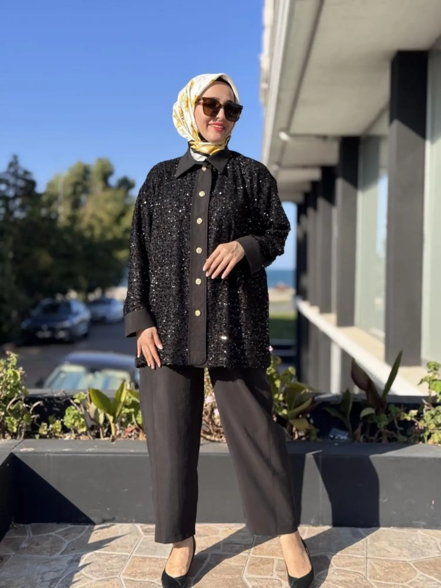 Ghisa Payet Detaylı Gömlek Pantolon Takım 4065