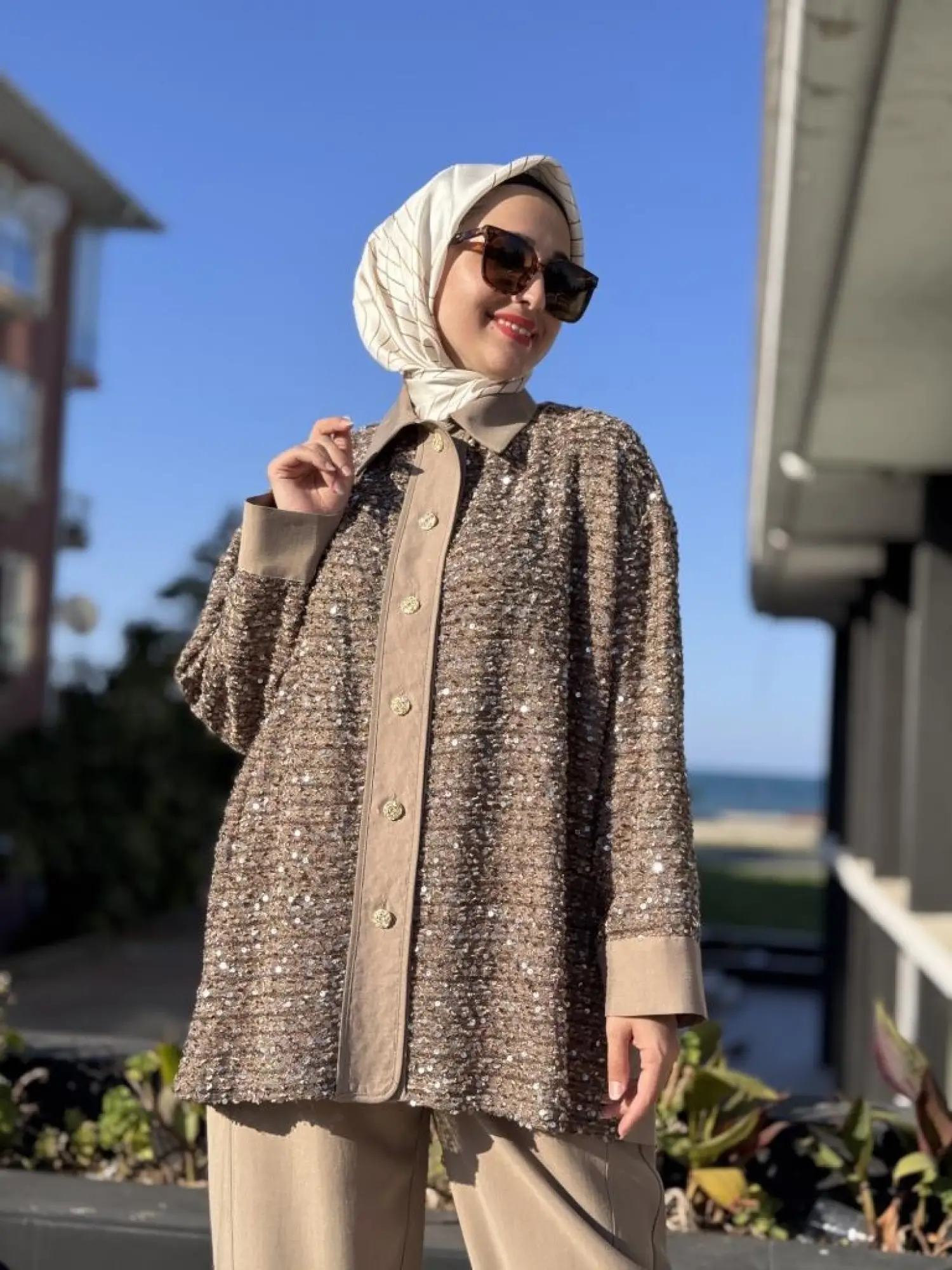 Ghisa Payet Detaylı Gömlek Pantolon Takım 4065