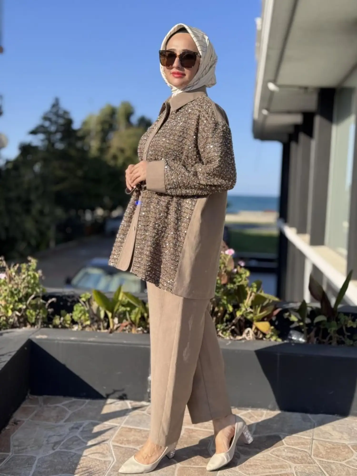 Ghisa Payet Detaylı Gömlek Pantolon Takım 4065