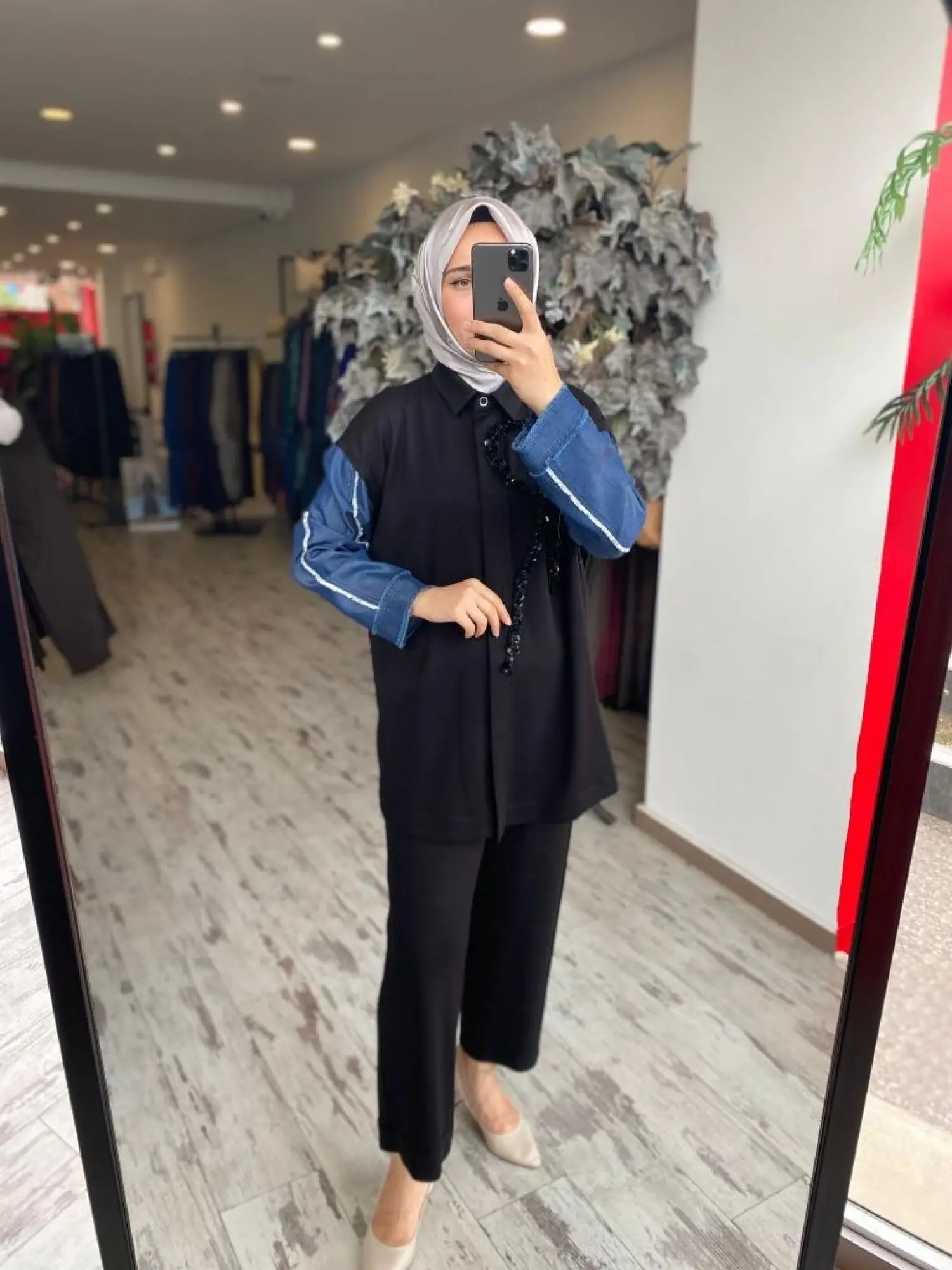 Ghisa Payet ve Kot Detaylı Kap Pantolon Takım 4943