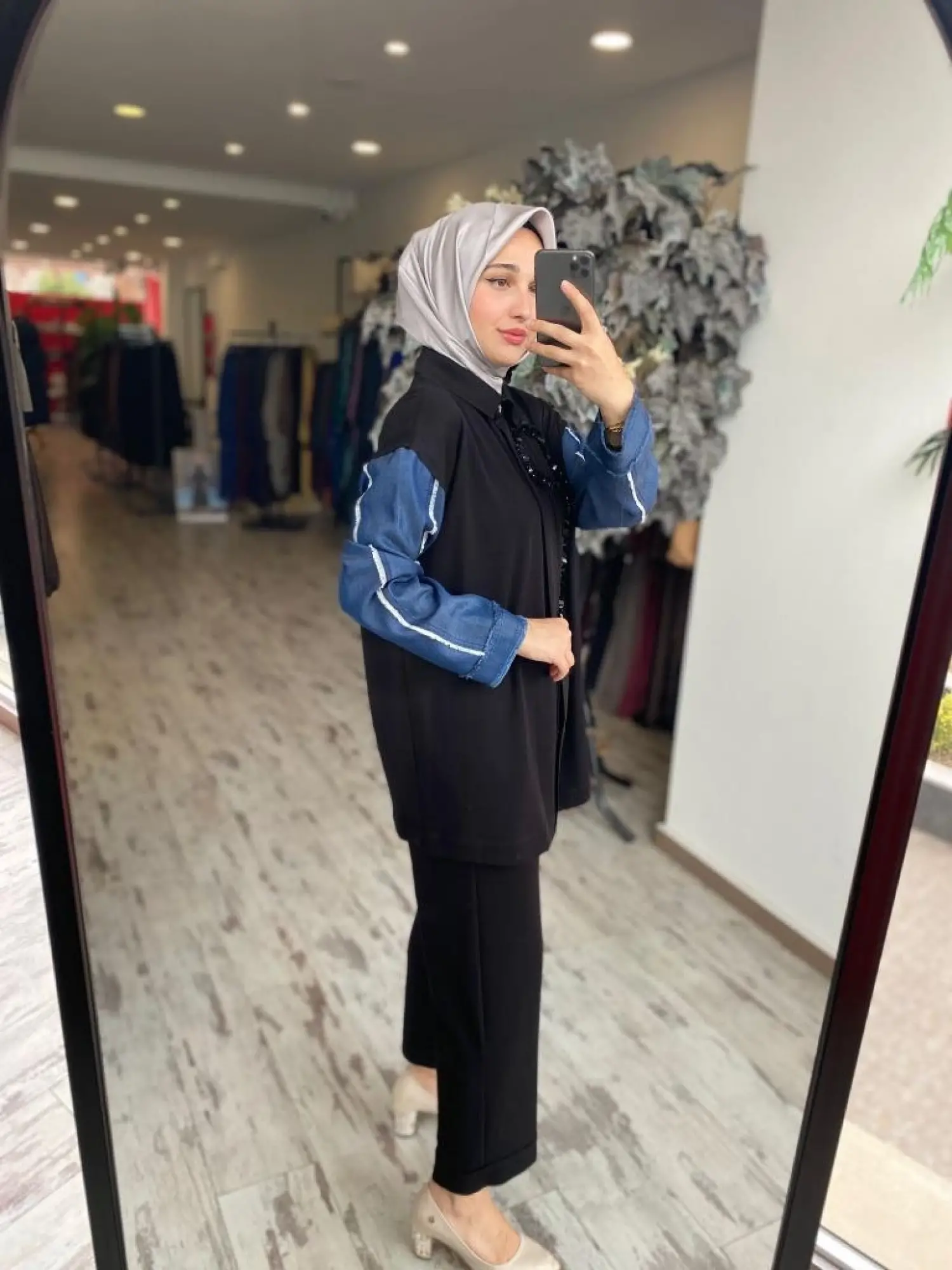 Ghisa Payet ve Kot Detaylı Kap Pantolon Takım 4943