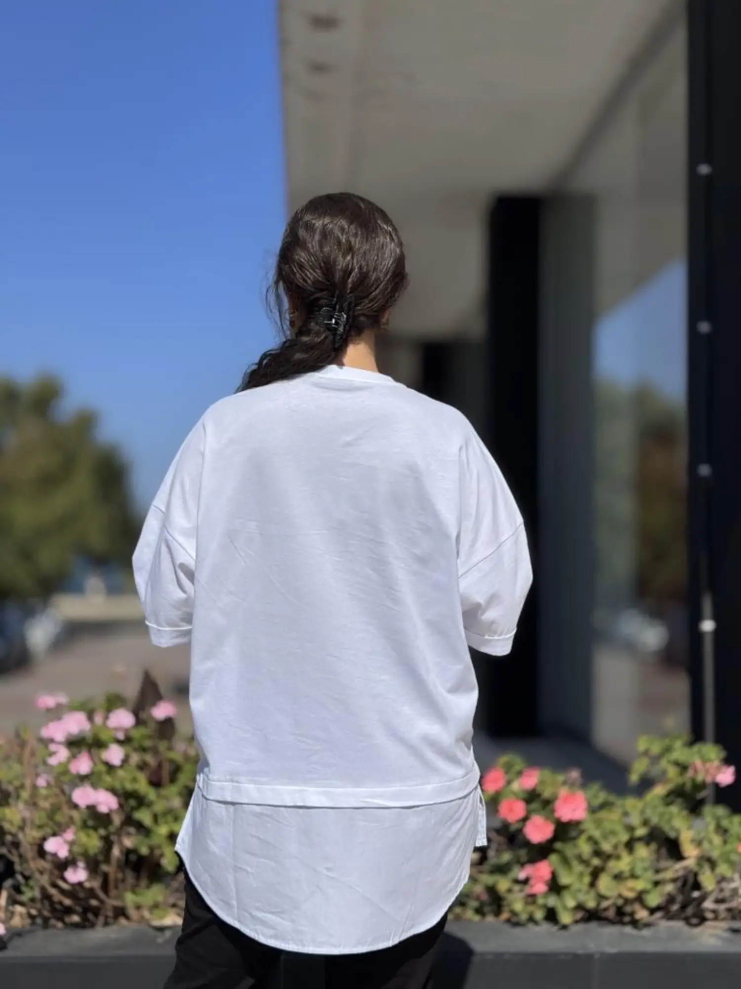 Ghisa Poplin Detaylı Kısa Kol Tunik Tshırt G1018