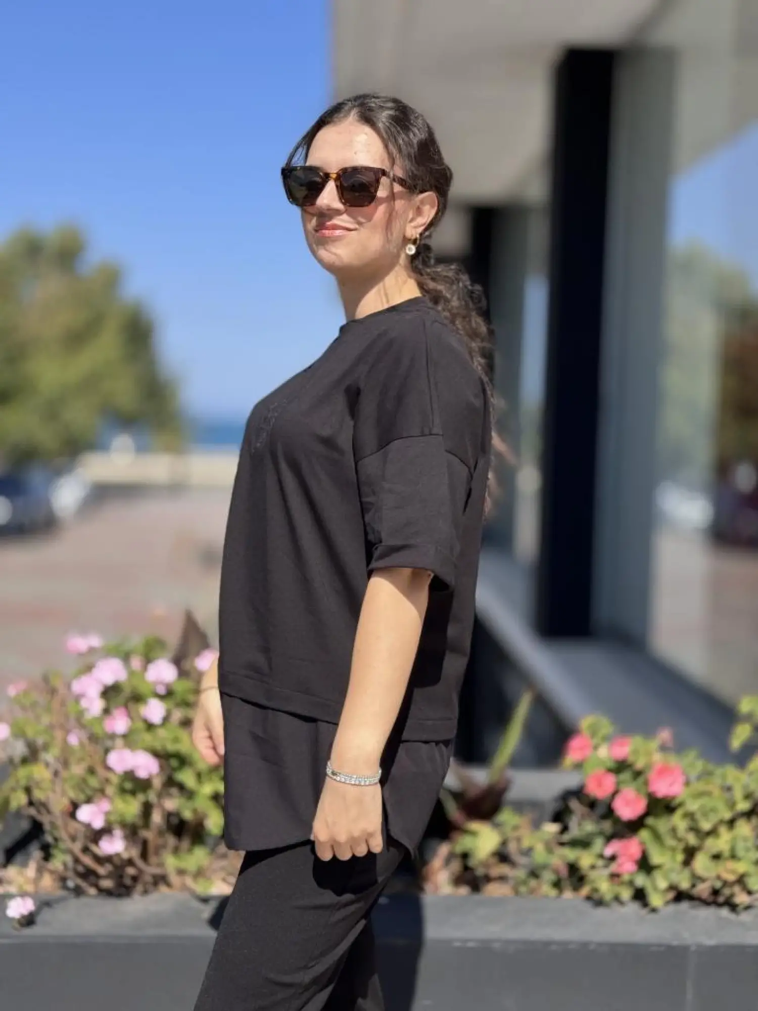 Ghisa Poplin Detaylı Kısa Kol Tunik Tshırt G1018