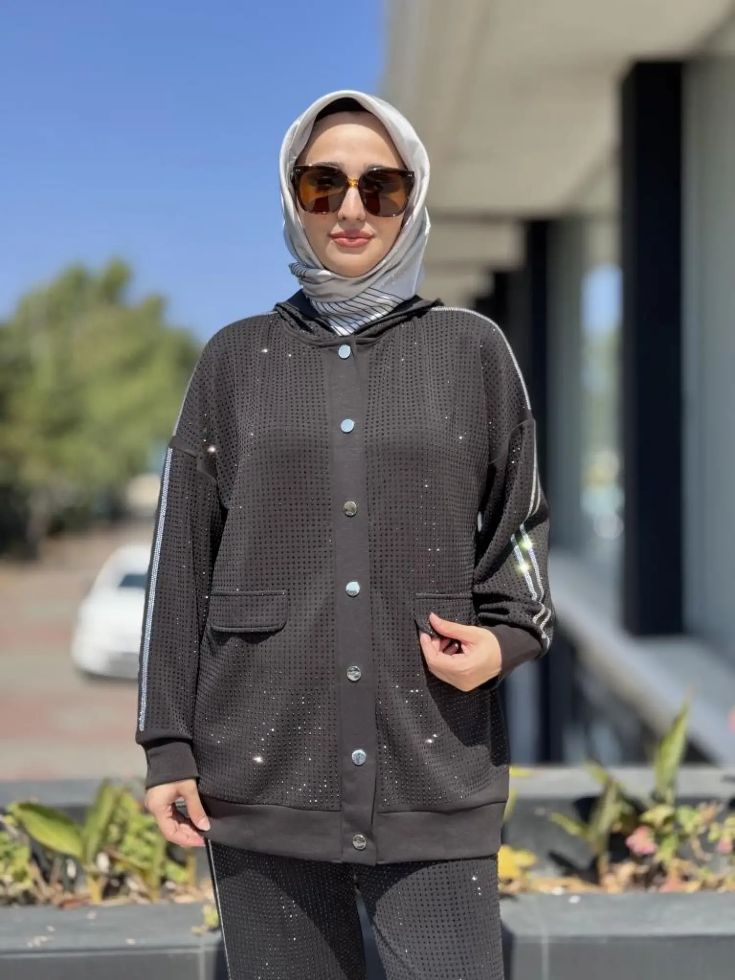 Ghisa Taş Detaylı Kap Pantolon Takım 2451