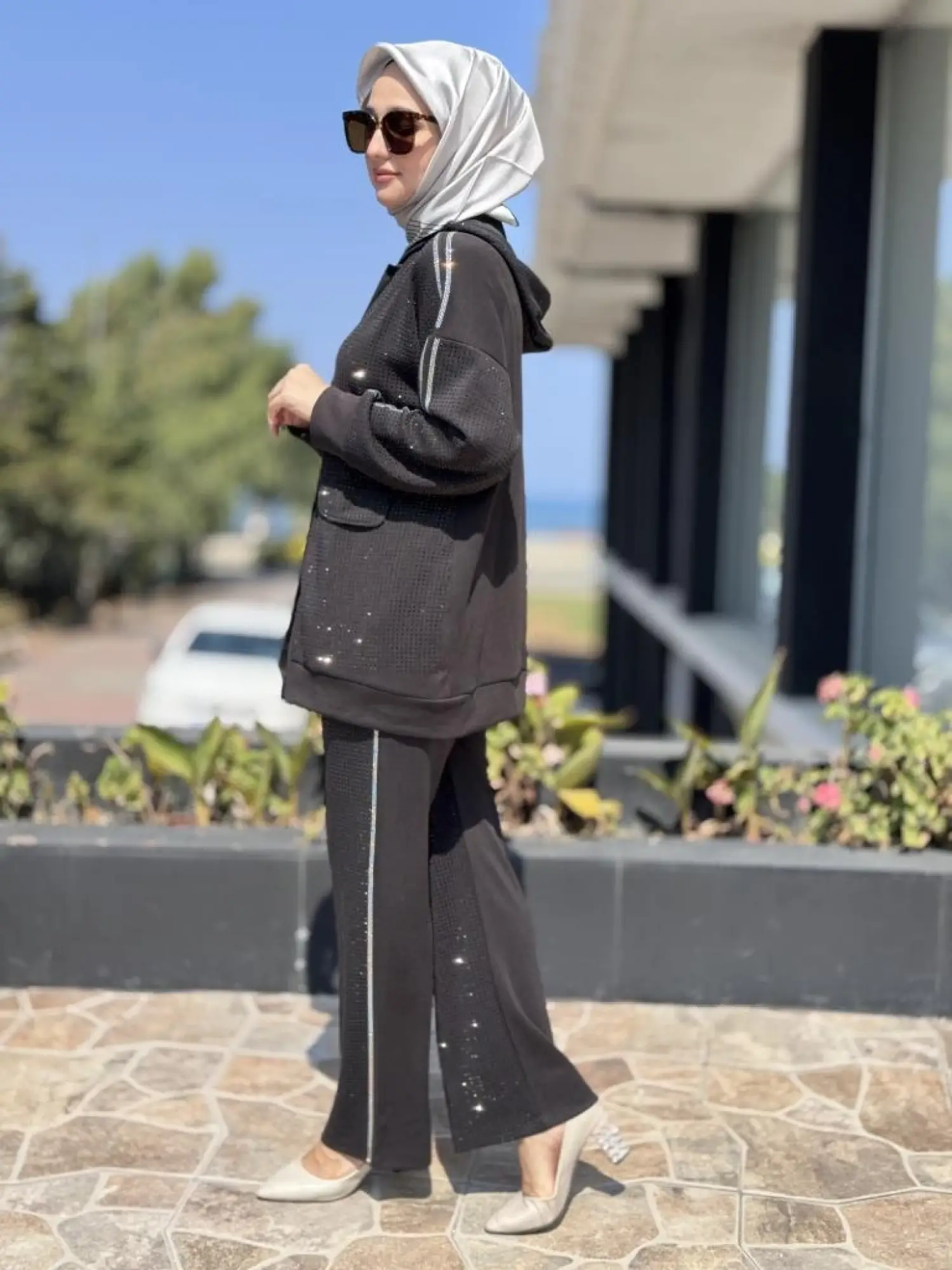 Ghisa Taş Detaylı Kap Pantolon Takım 2451