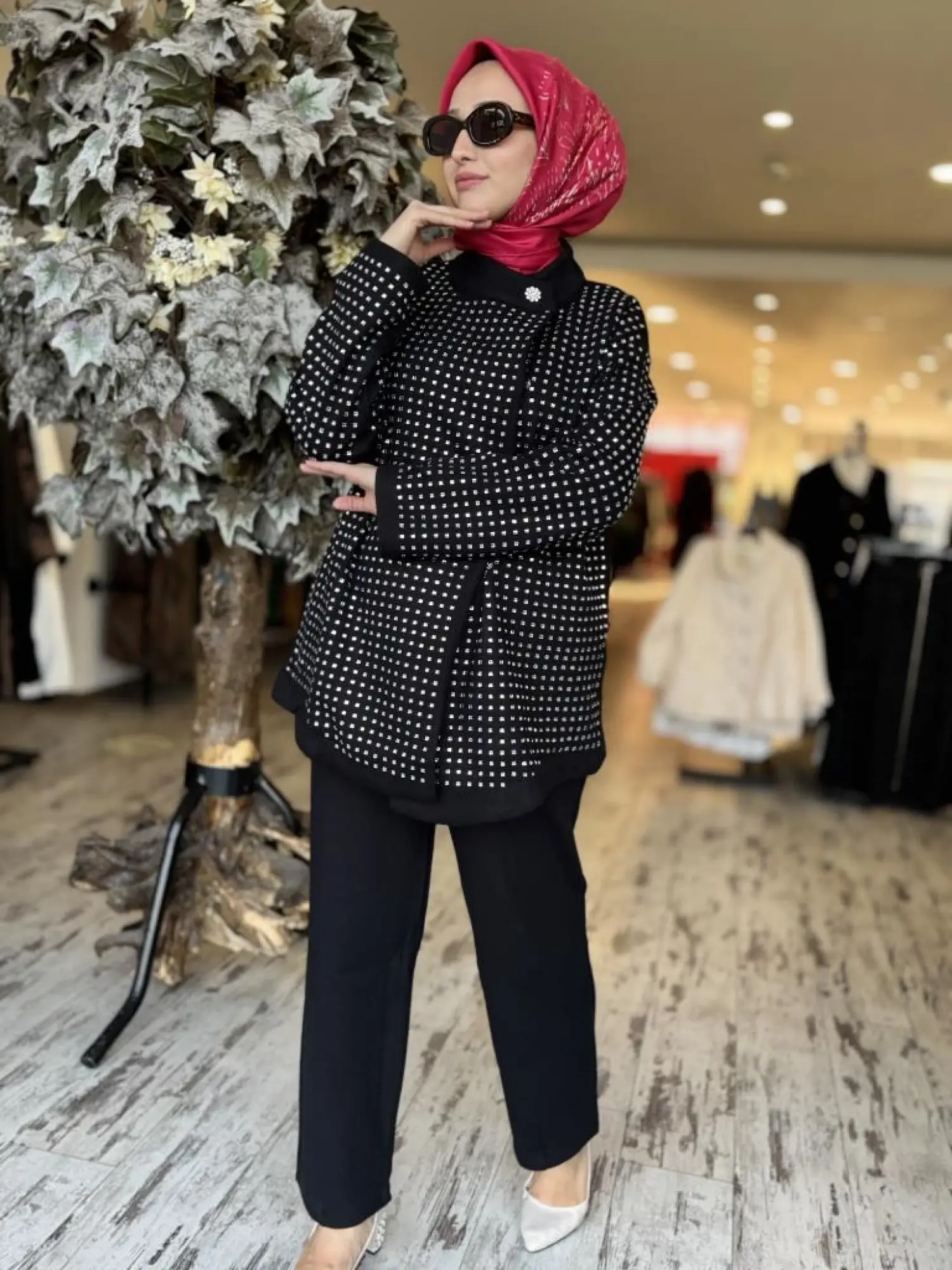 Ghisa Taşlı Triko Ceket / Pantolon Takım 3988