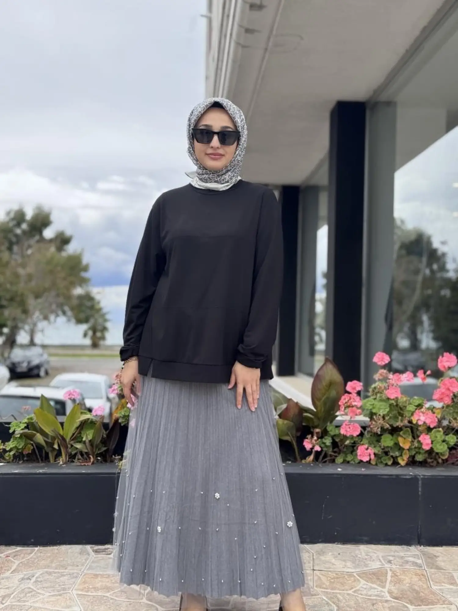 Ghisa Triko Kumaş Mixli Tütü Etek G5343