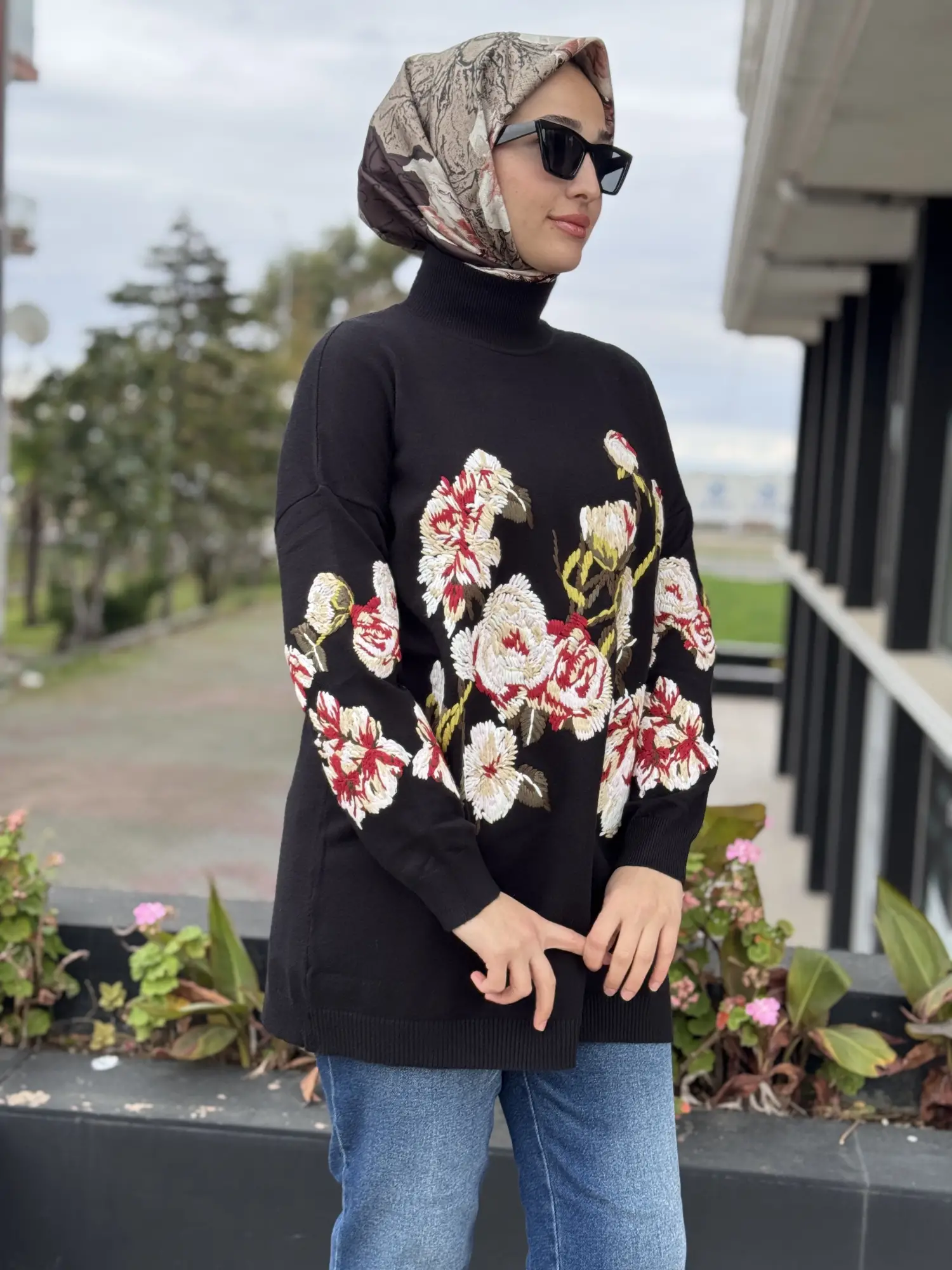 Ghisa Yarım Balıkçı İşlemeli Triko Tunik G4154