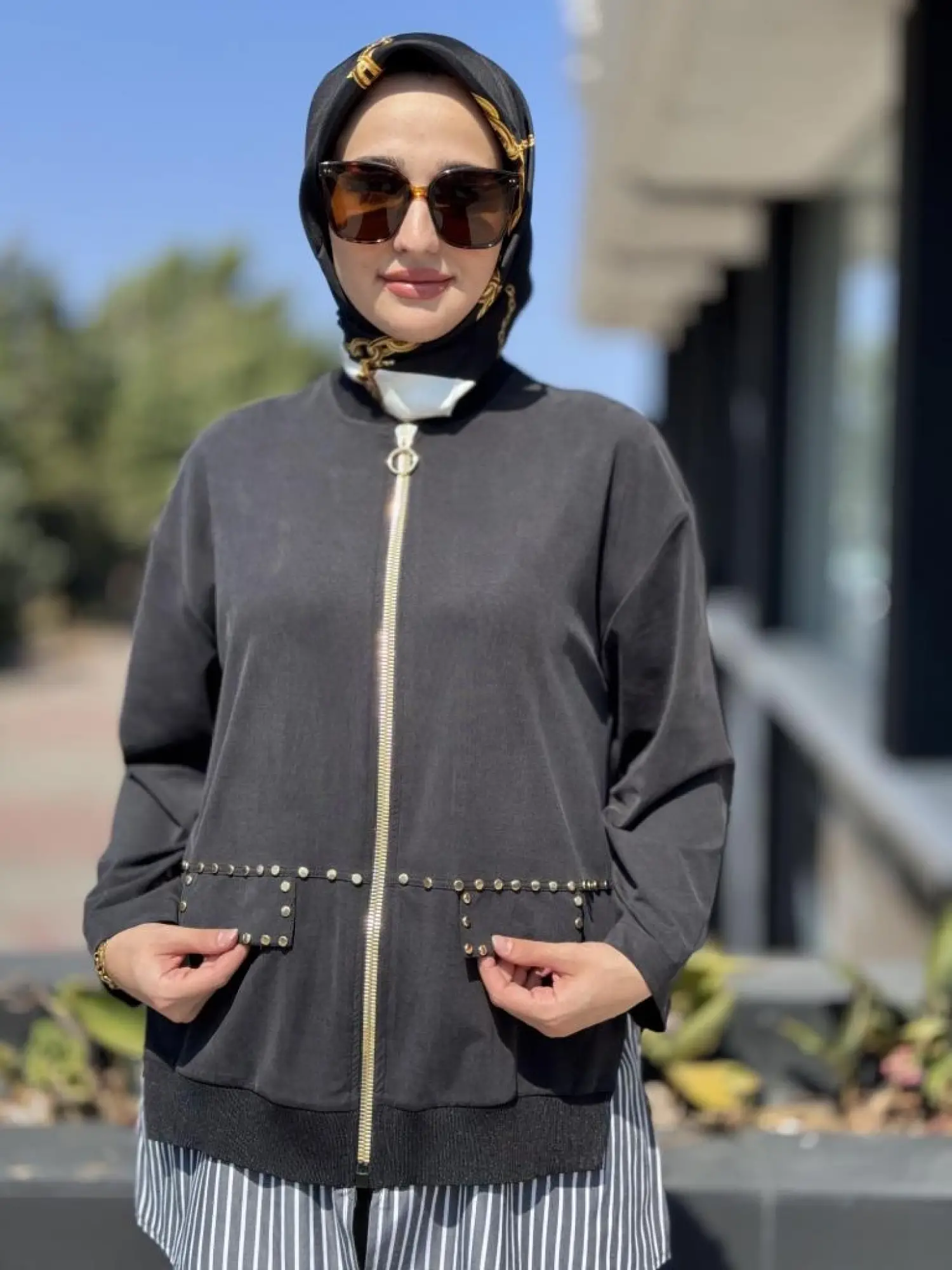 Ghisa Zımba ve Çizgili Poplin Detaylı Kap Pantolon Takım 4066