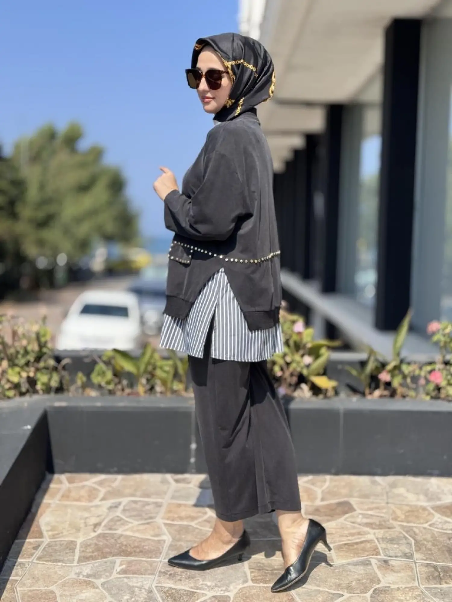 Ghisa Zımba ve Çizgili Poplin Detaylı Kap Pantolon Takım 4066