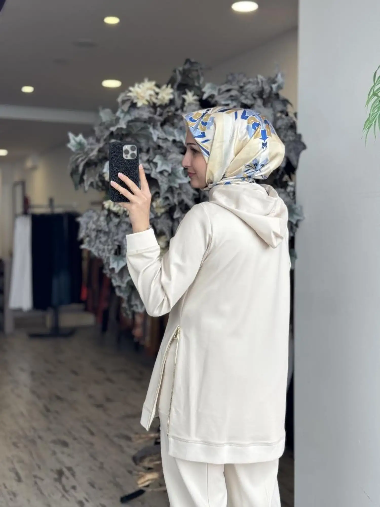 Gırasolem Luxury Kapüşonlu Yanları Fermuarlı Tunik Pantolon Takım