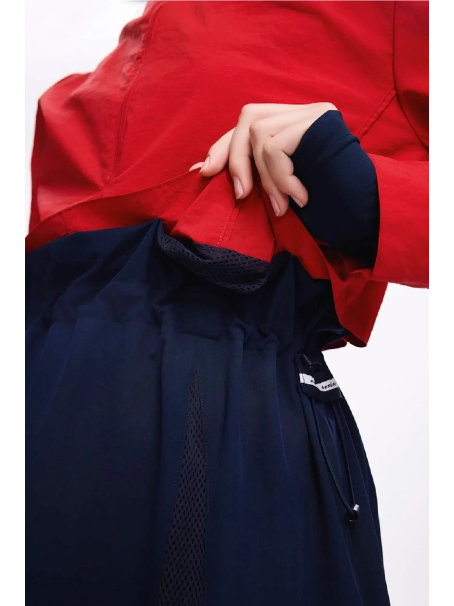 Haşema Crinkle Kumaş Kırmızı-Lacivert 5 Parça Tesettür Mayo Takımı HSM5021