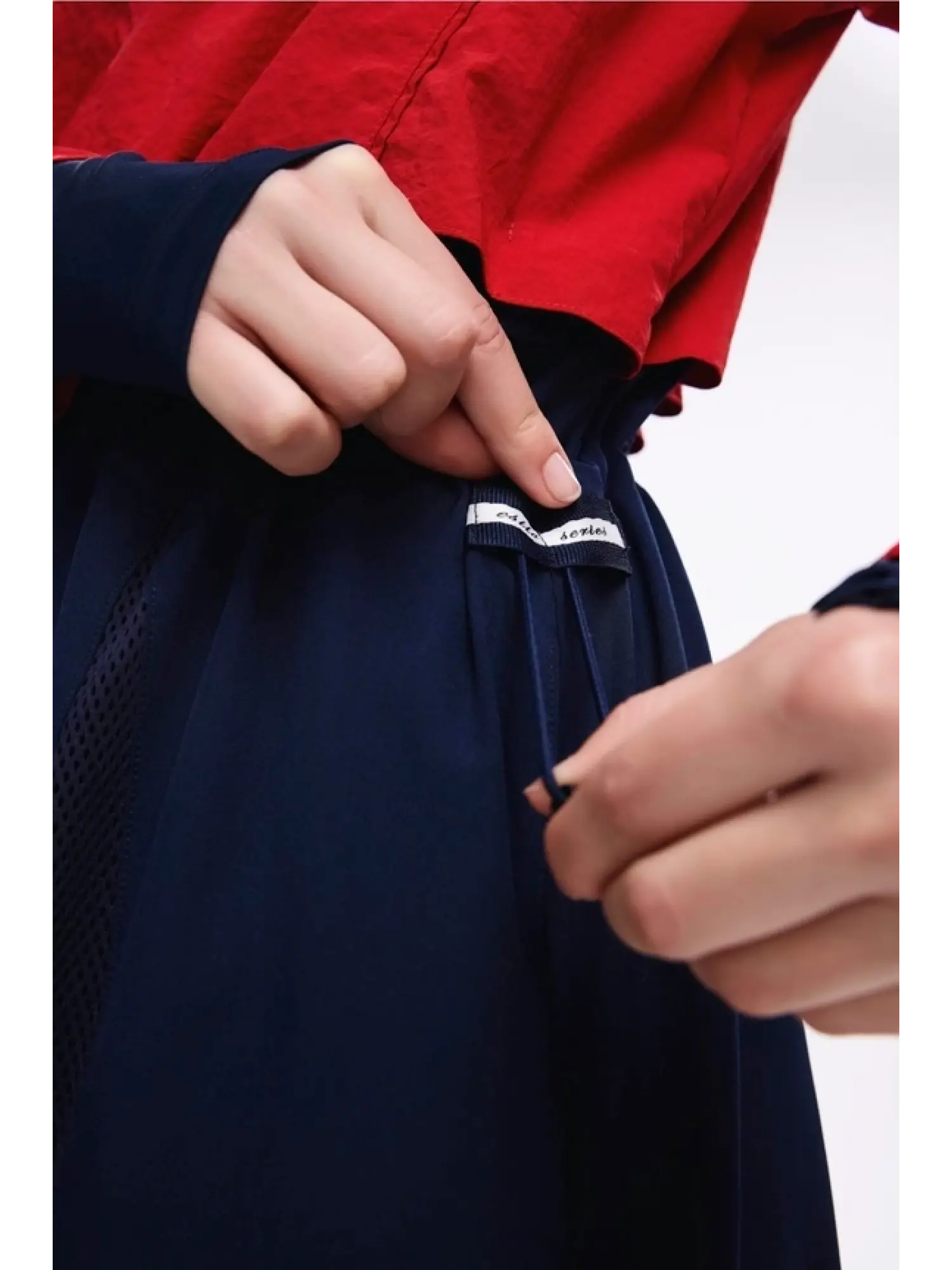 Haşema Crinkle Kumaş Kırmızı-Lacivert 5 Parça Tesettür Mayo Takımı HSM5021