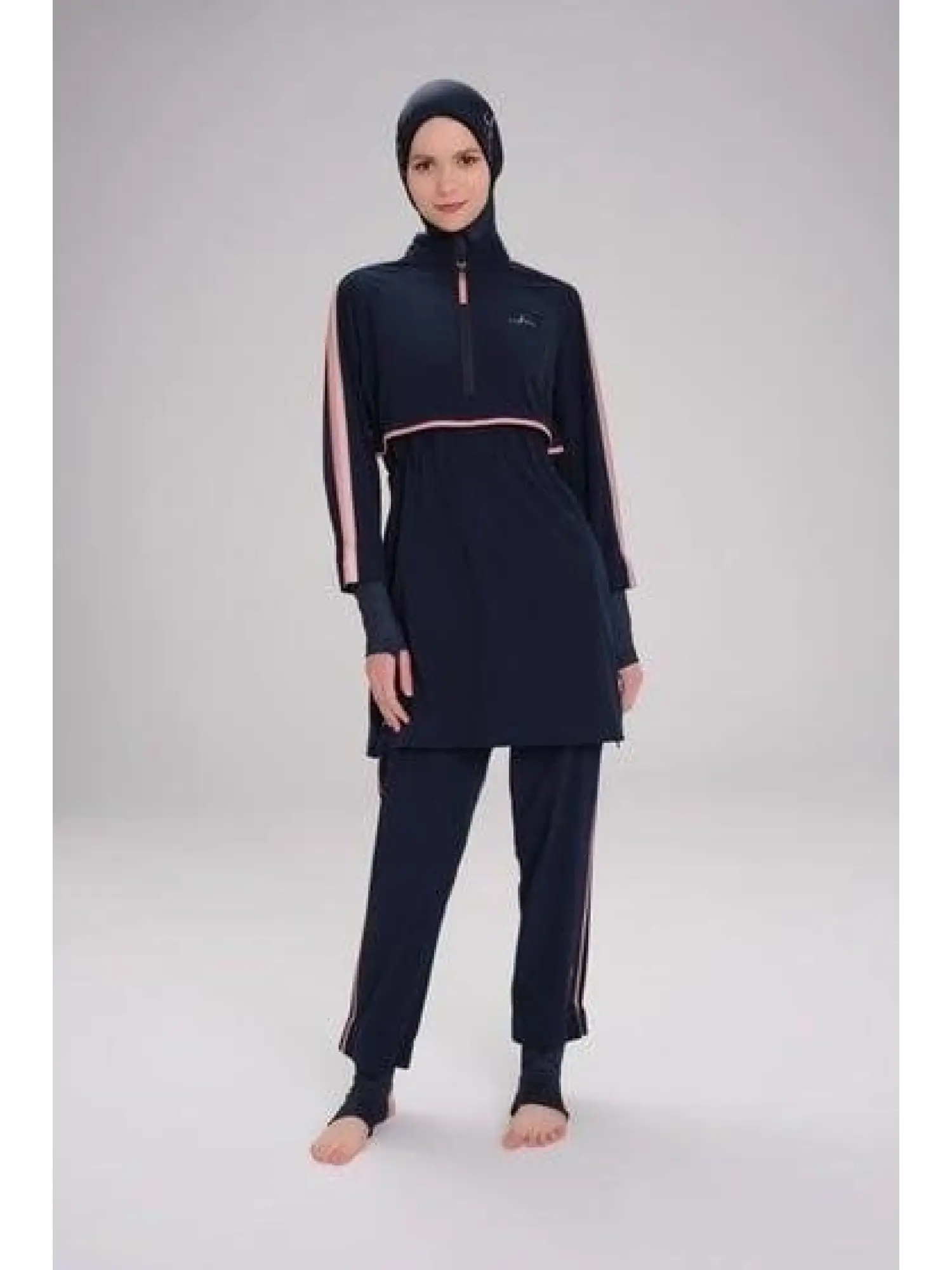 Haşema Esila H-Per Serisi 6 Parça Jileli Lacivert Tam Tesettür Mayo Takımı HSM3125