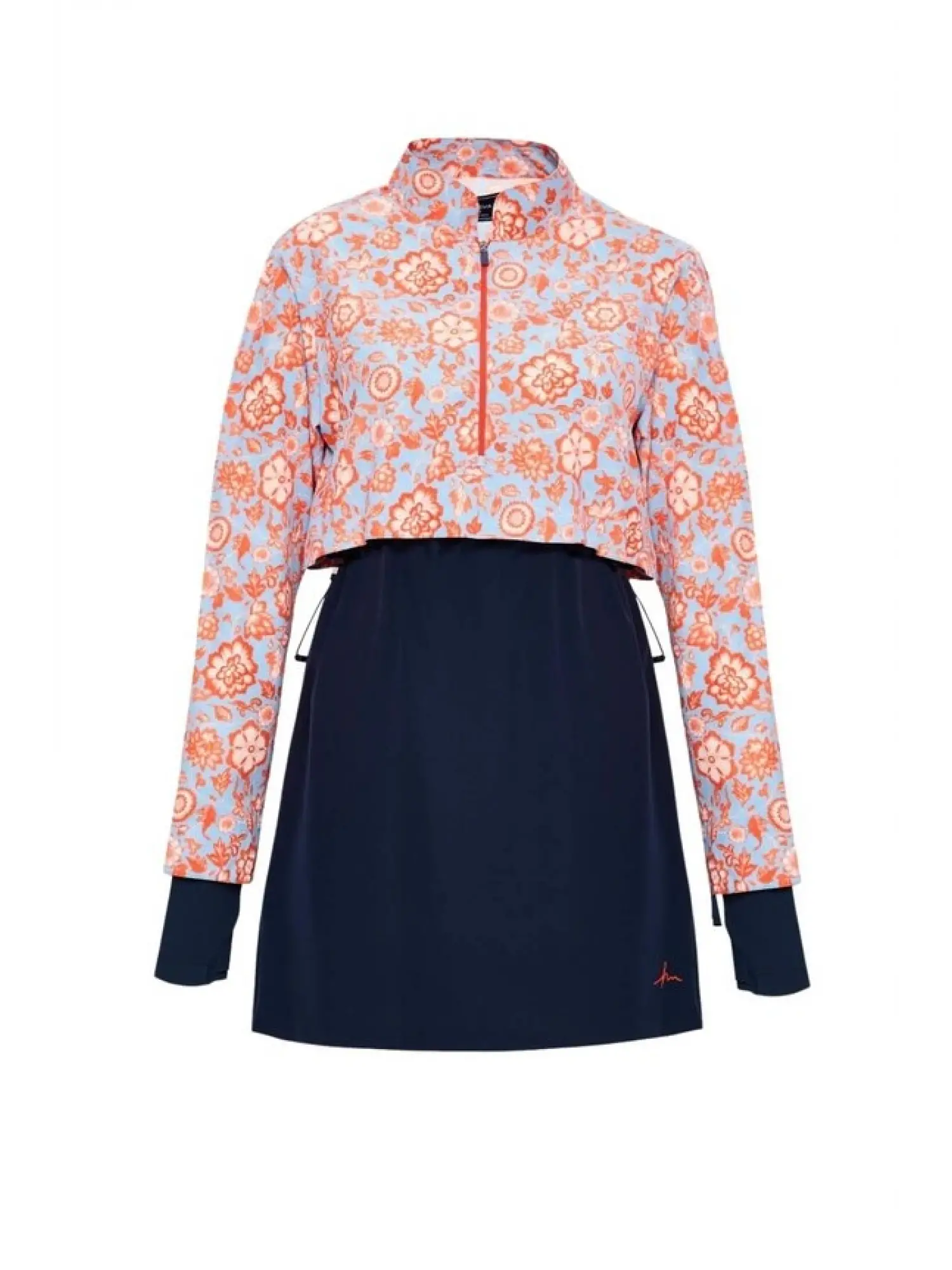 Haşema Esila Mavi Kırmızı Çiçek Desenli 5 Parça Tam Tesettür Mayo Takımı 2934