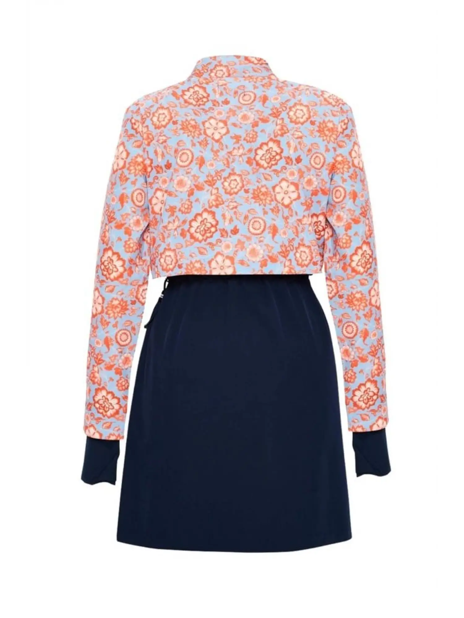 Haşema Esila Mavi Kırmızı Çiçek Desenli 5 Parça Tam Tesettür Mayo Takımı 2934