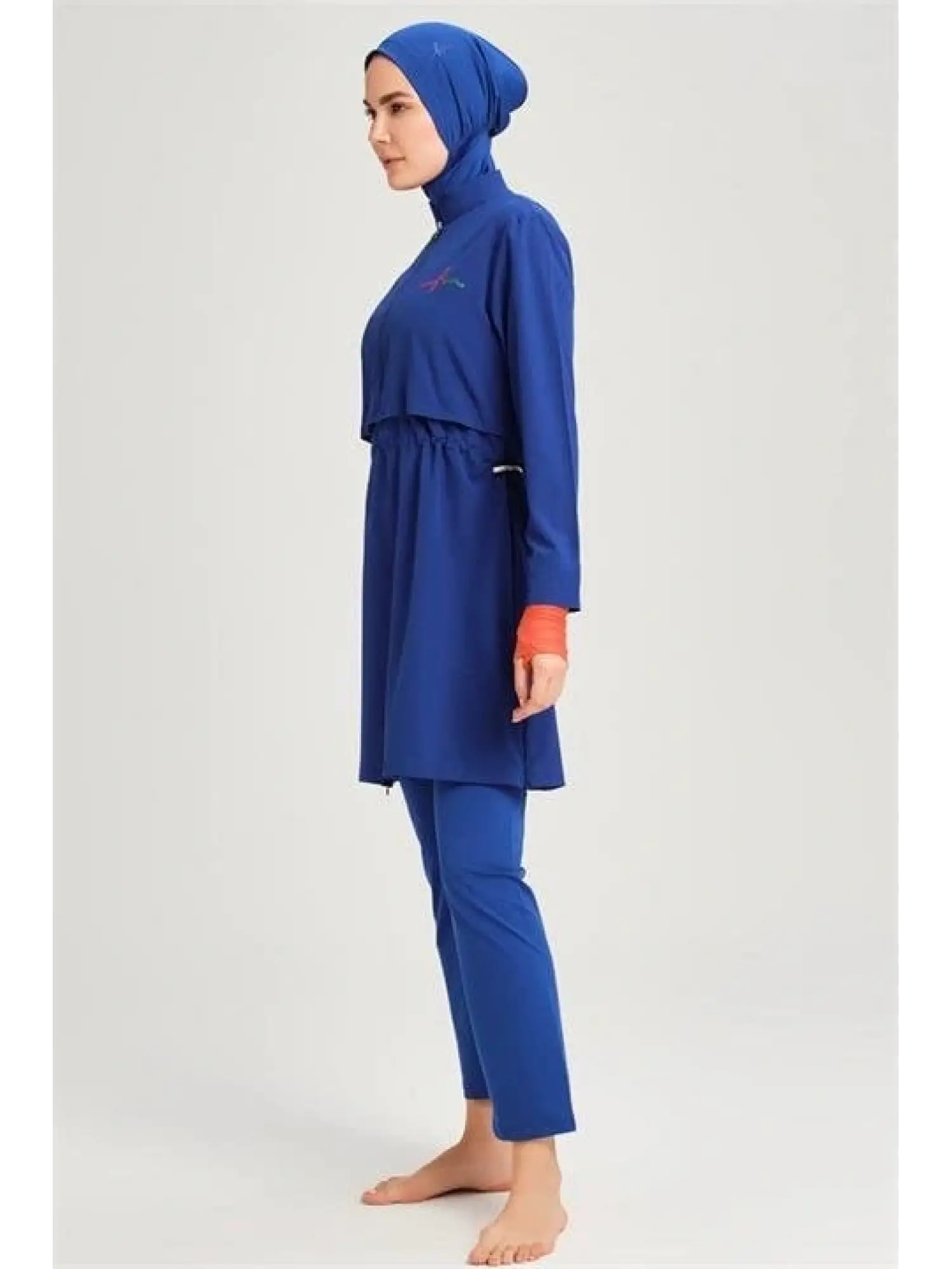 Haşema Esila Serisi 5 Parça Jileli Saks Tam Tesettür Mayo Takımı HSM2934