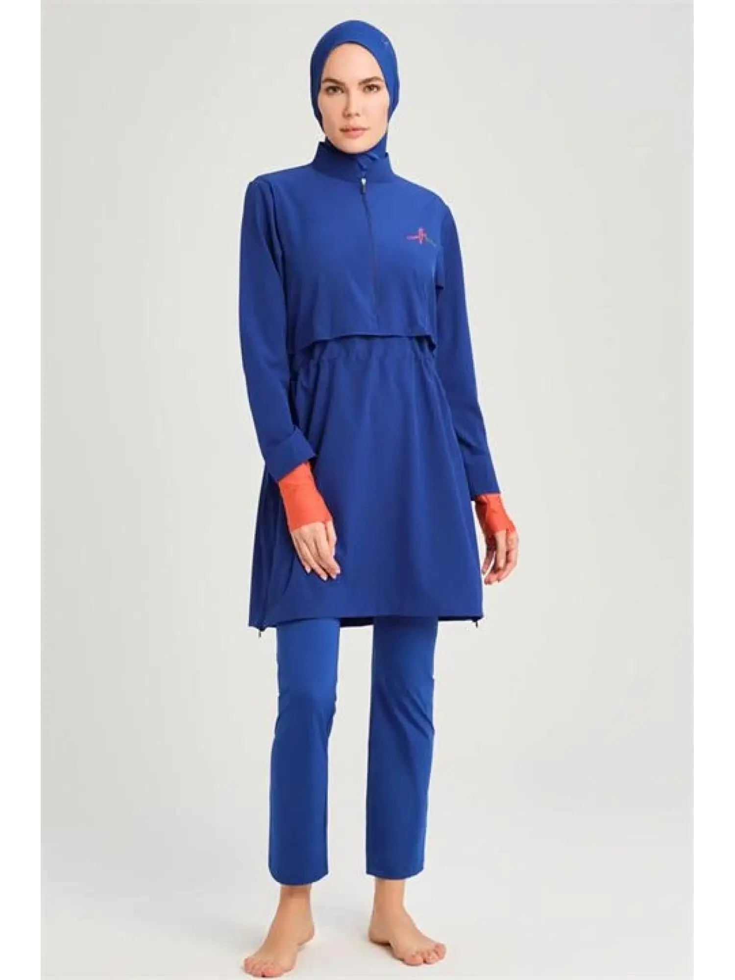 Haşema Esila Serisi 5 Parça Jileli Saks Tam Tesettür Mayo Takımı HSM2934