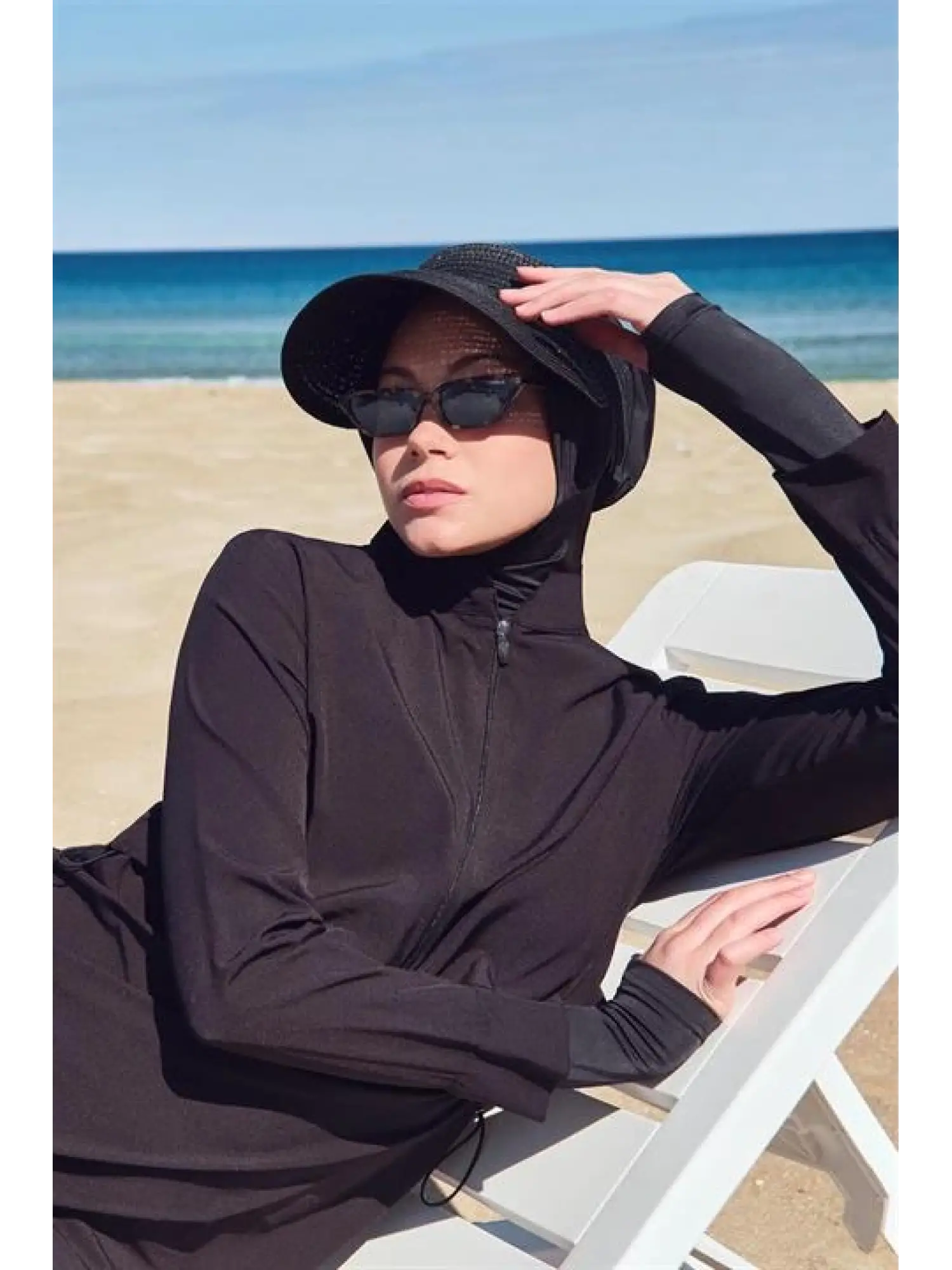 Haşema Esila Serisi 5 Parça Jileli Siyah Tam Tesettür Mayo Takımı HSM2934