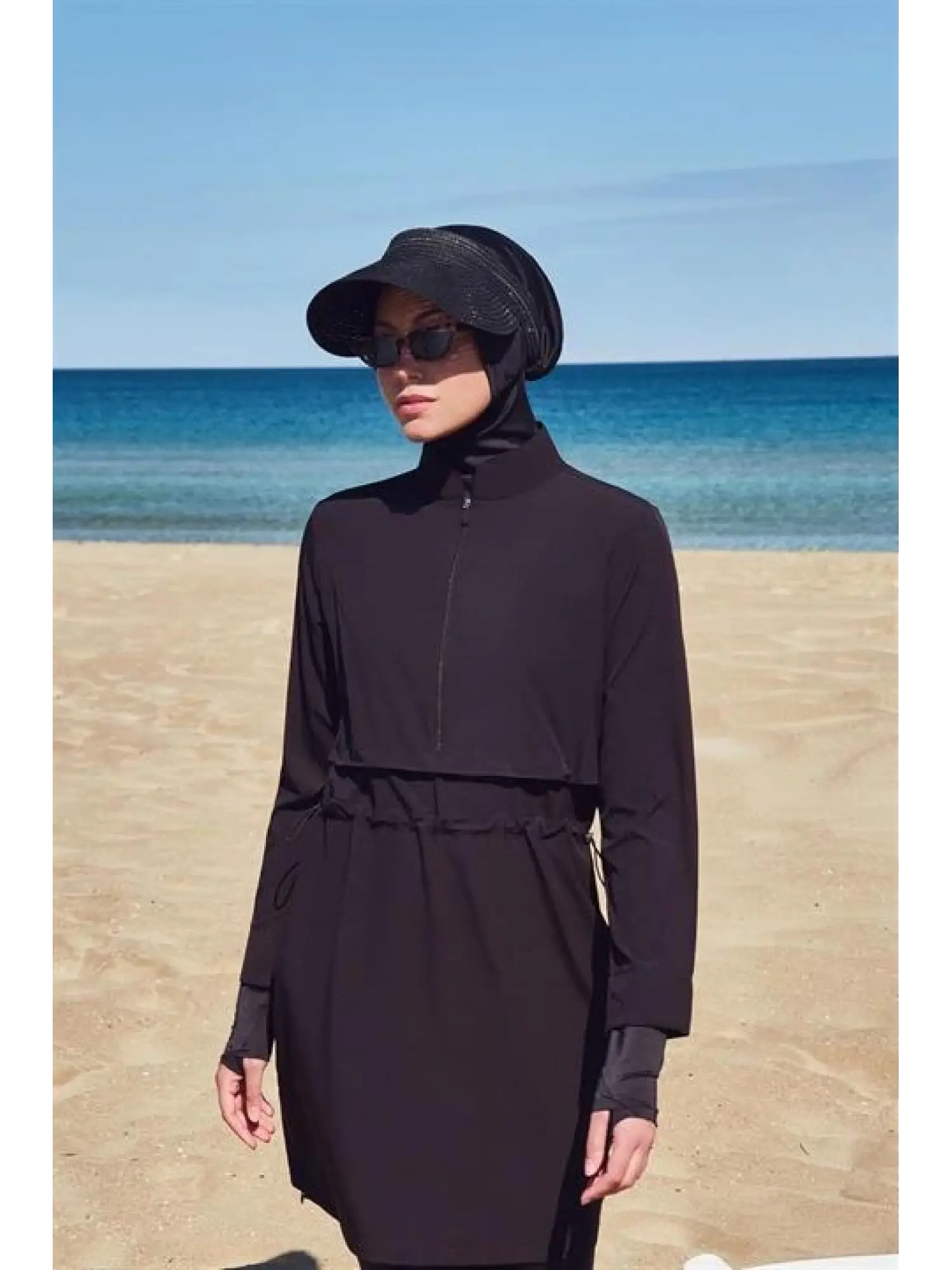 Haşema Esila Serisi 5 Parça Jileli Siyah Tam Tesettür Mayo Takımı HSM2934