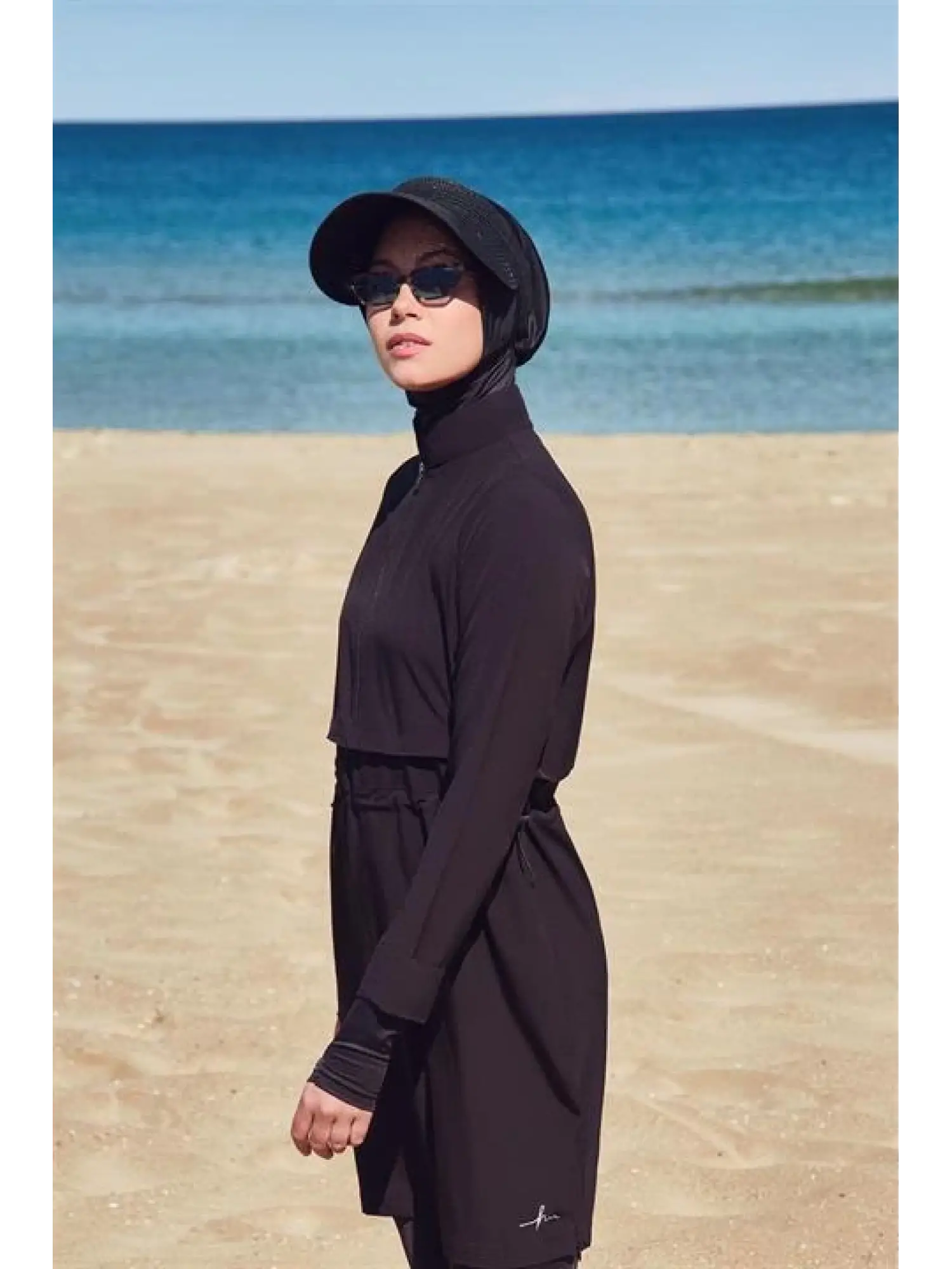 Haşema Esila Serisi 5 Parça Jileli Siyah Tam Tesettür Mayo Takımı HSM2934