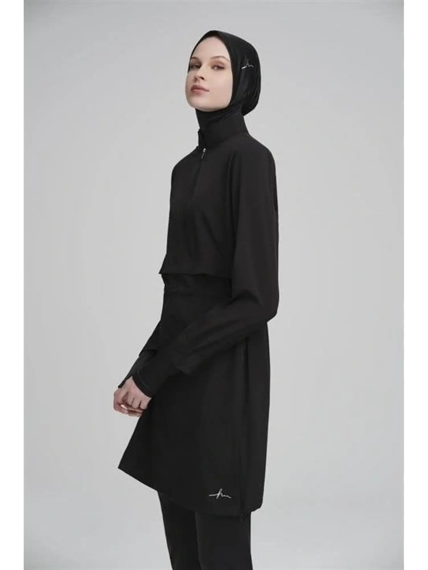 Haşema Esila Serisi 5 Parça Jileli Siyah Tam Tesettür Mayo Takımı HSM2934