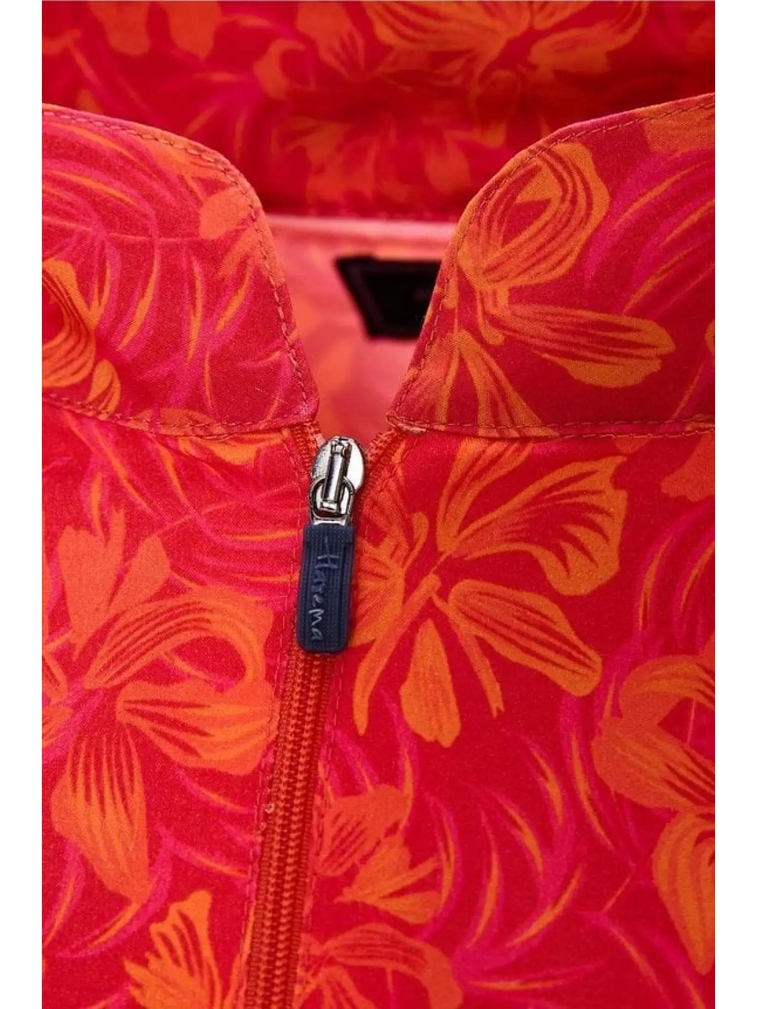 Haşema Esila Serisi 5 Parça Turuncu-Lacivert Çiçek Desenli Tam Tesettür Mayo Takımı HSM2934