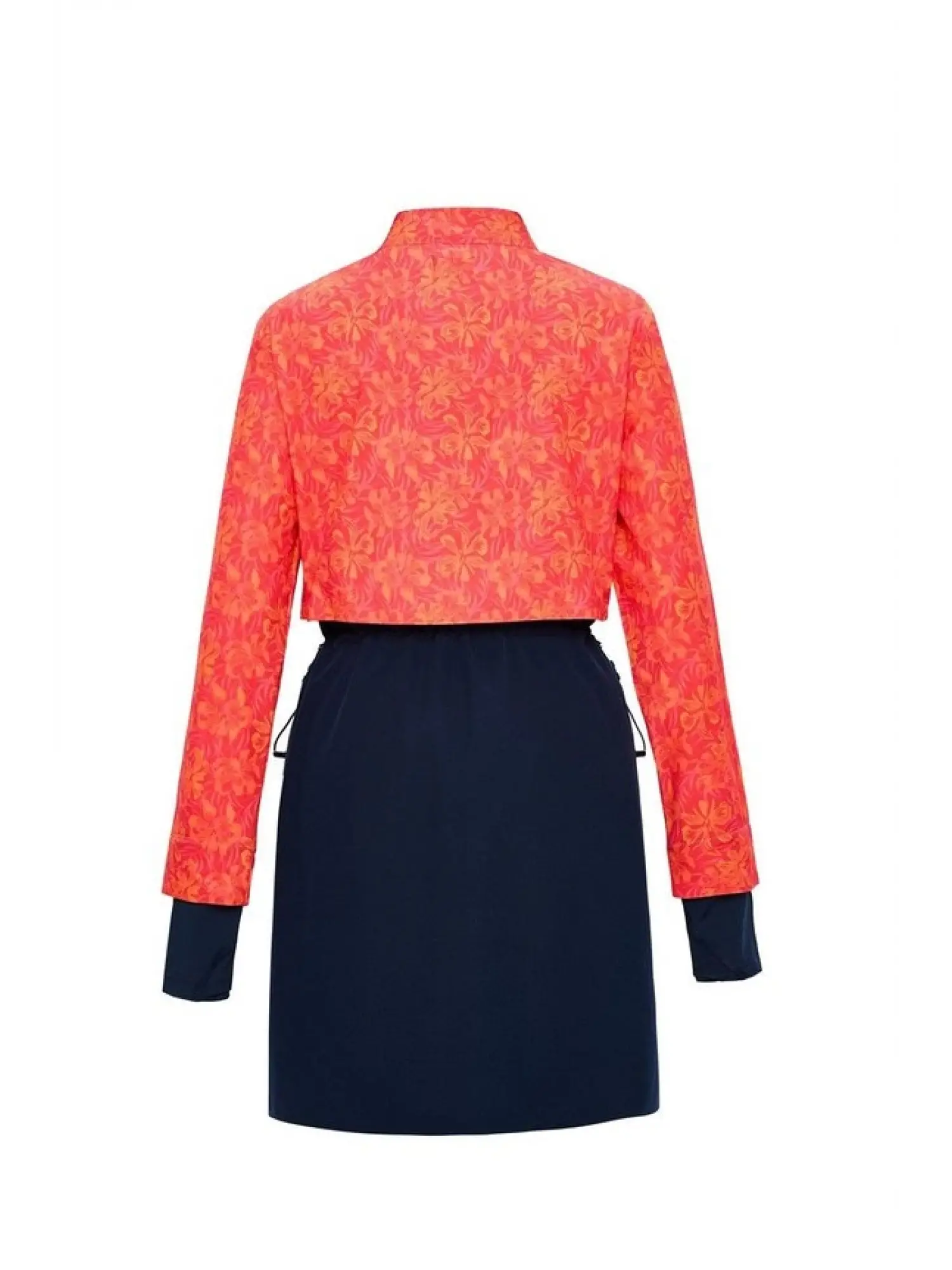 Haşema Esila Serisi 5 Parça Turuncu-Lacivert Çiçek Desenli Tam Tesettür Mayo Takımı HSM2934