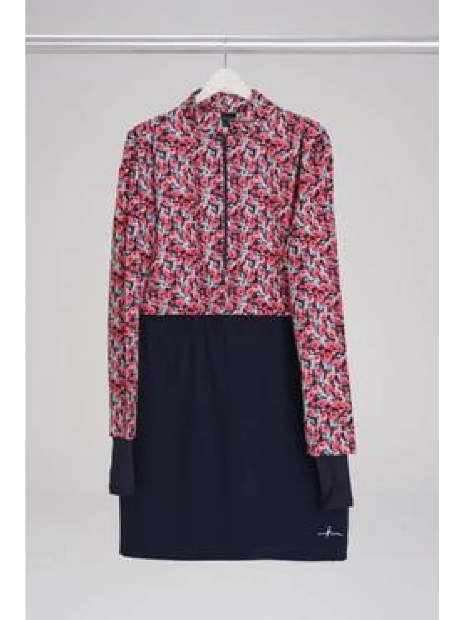 Haşema Esila Serisi Çiçek Desenli Kırmızı-Laci Tam Tesettür Tek Mayo Üstü HSM2934