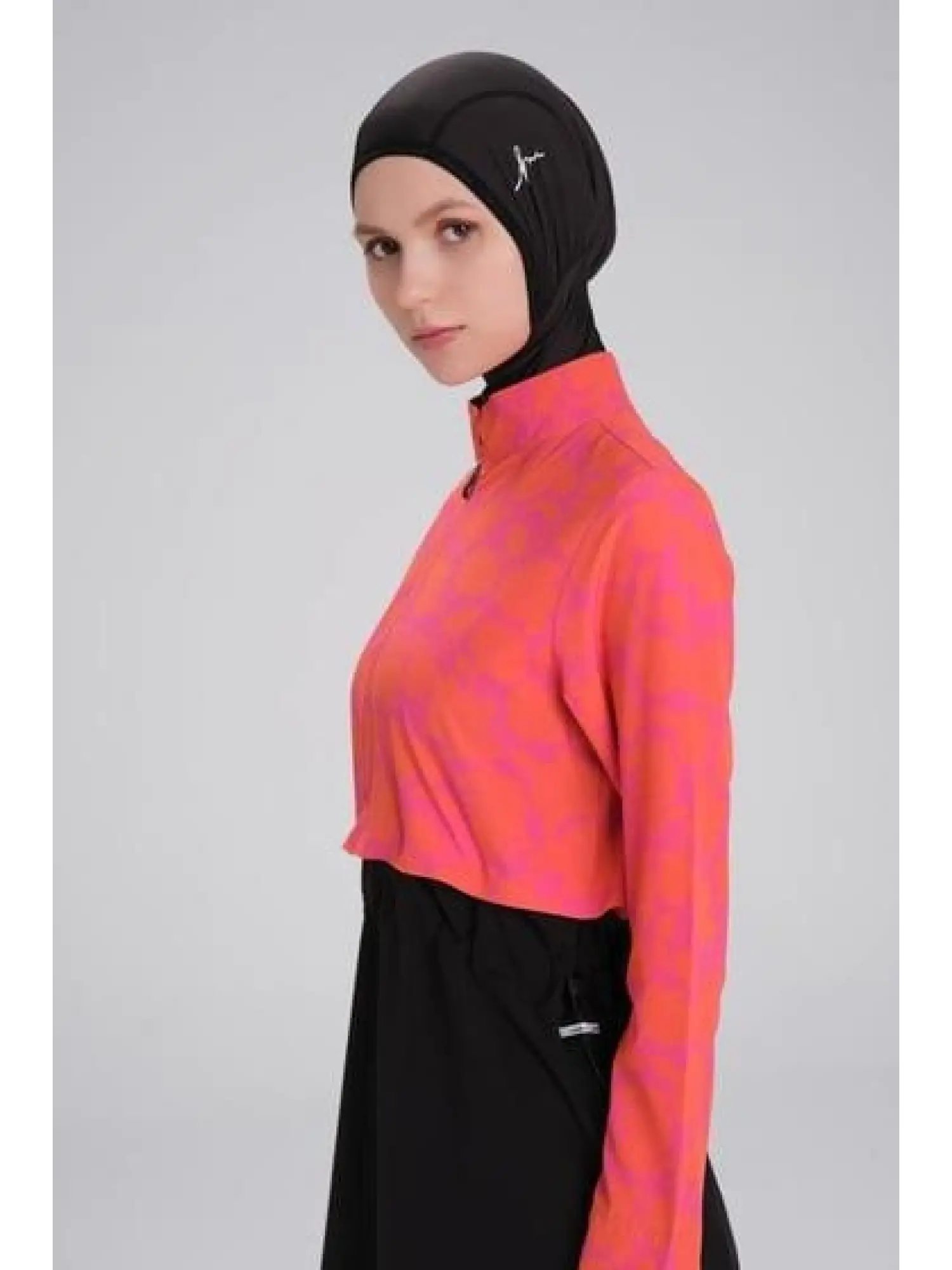 Haşema Esila Serisi Fuşya-Turuncu-Siyah Tam Tesettür Tek Mayo Üstü HSM2934