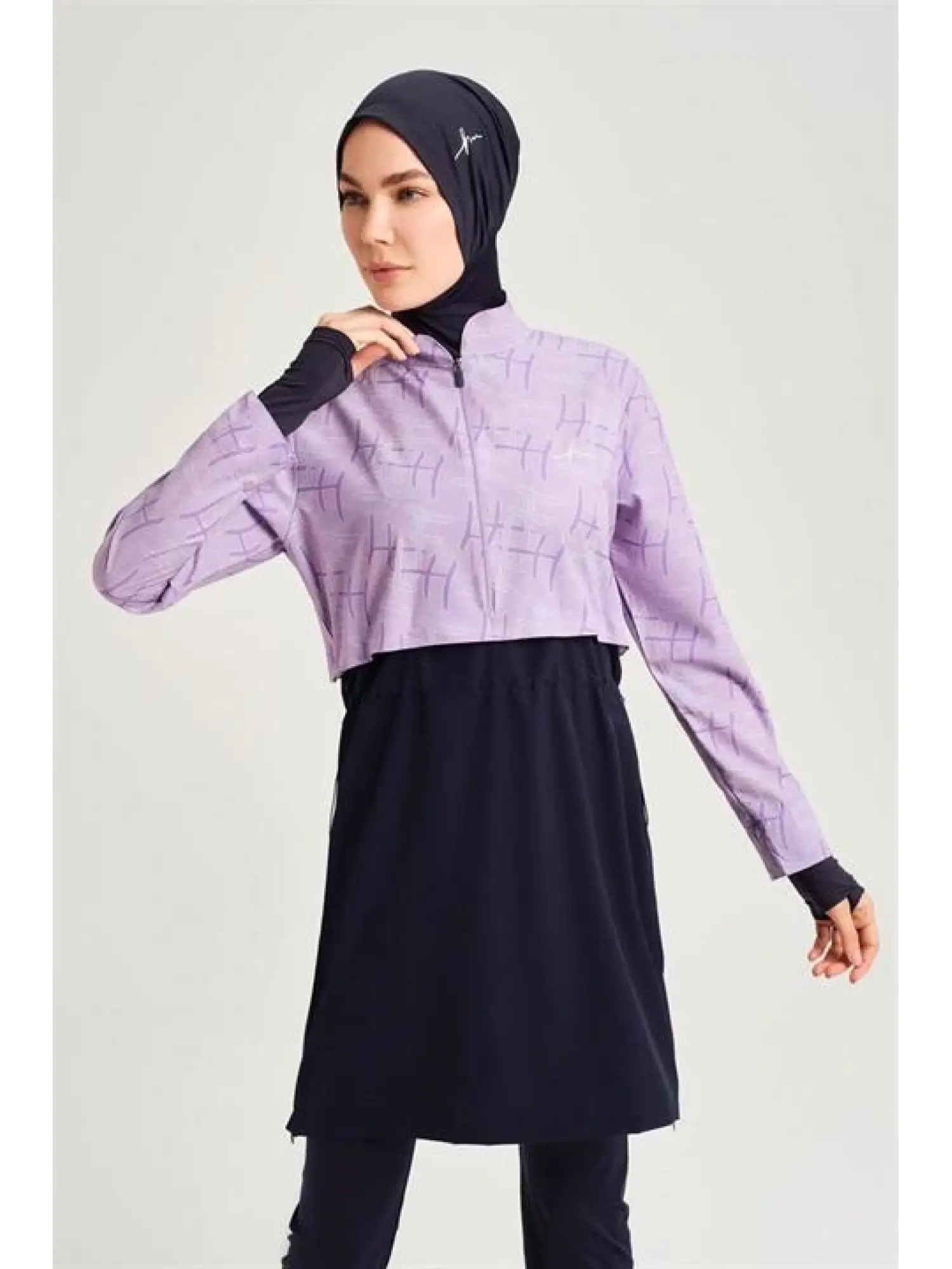 Haşema Esila Serisi Monogram Laci-Lila Tam Tesettür Tek Mayo Üstü HSM2934