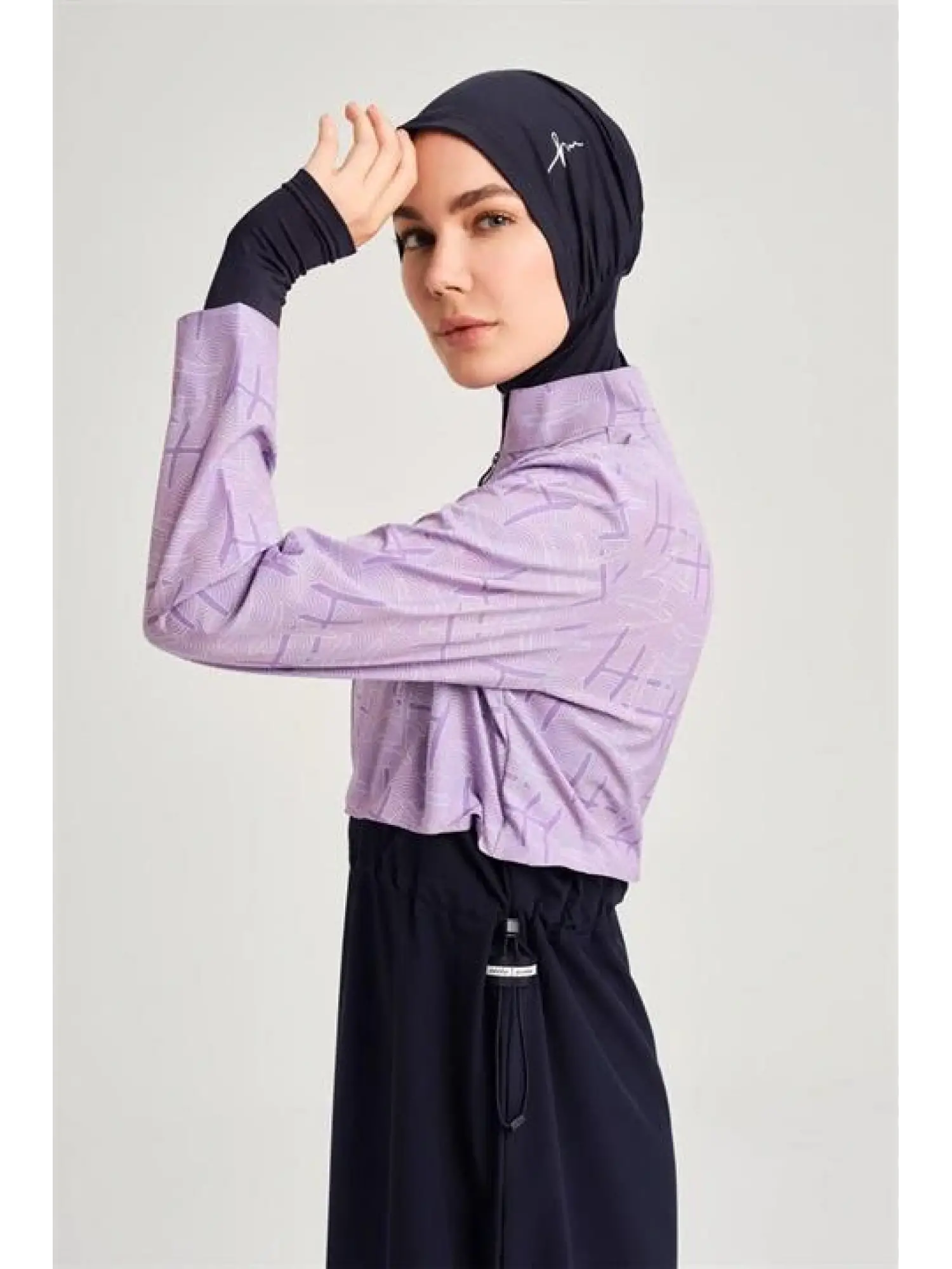 Haşema Esila Serisi Monogram Laci-Lila Tam Tesettür Tek Mayo Üstü HSM2934