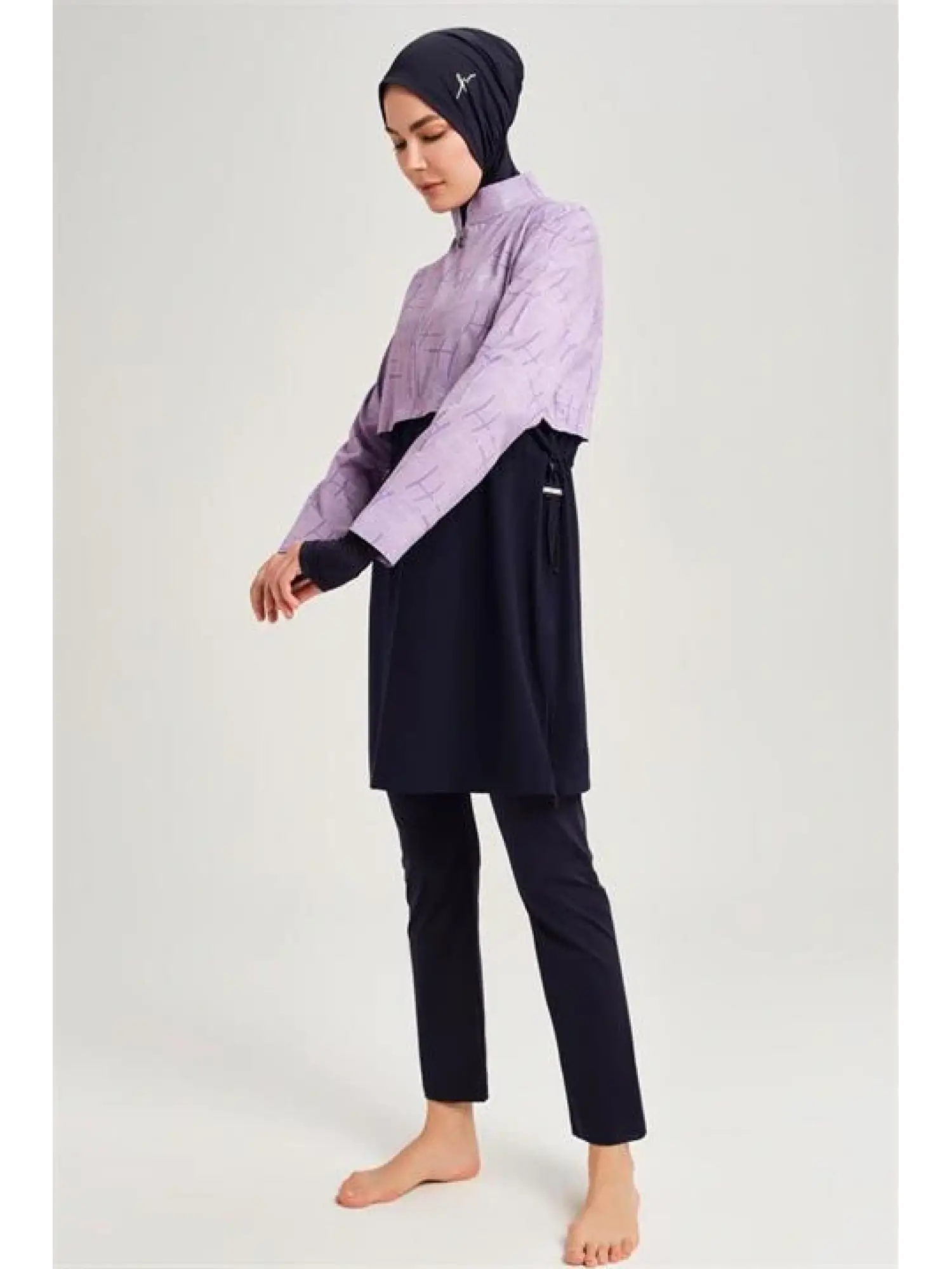 Haşema Esila Serisi Monogram Laci-Lila Tam Tesettür Tek Mayo Üstü HSM2934