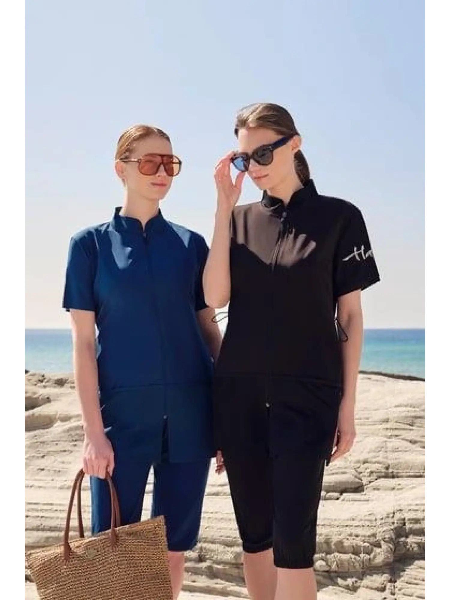 Haşema File Cep Detaylı Kısa Kol Fermuarlı Mürdüm Havuz Mayo Takımı H2843