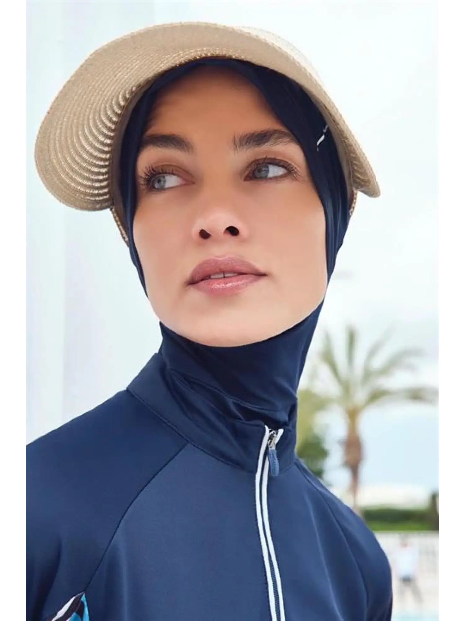 Haşema Flamingo Serisi Likralı 4 Parça Laci-Beyaz Tesettür Mayo HSM2920