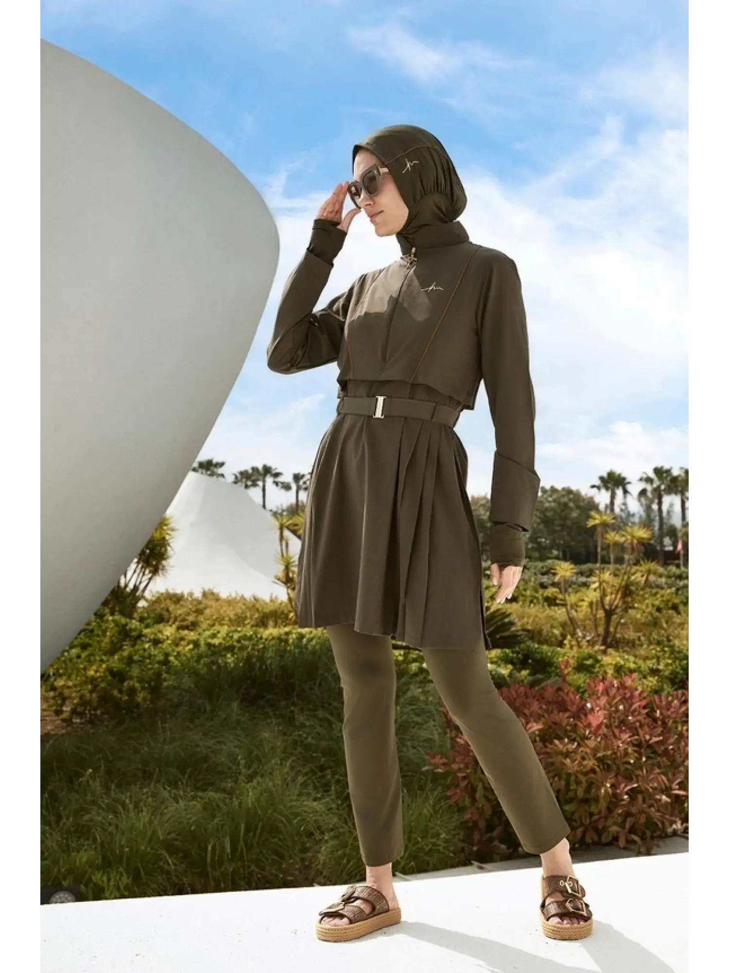 Haşema Kemer Toka Detaylı 5 Parça Haki Mayo Takımı HSM5017