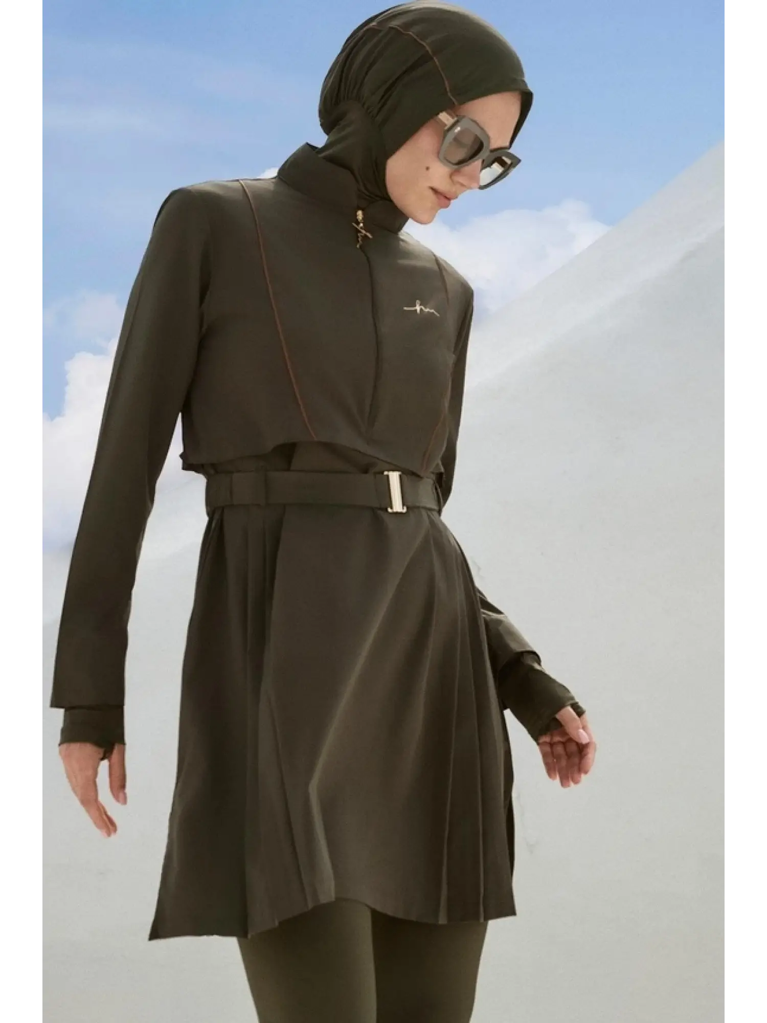 Haşema Kemer Toka Detaylı 5 Parça Haki Mayo Takımı HSM5017